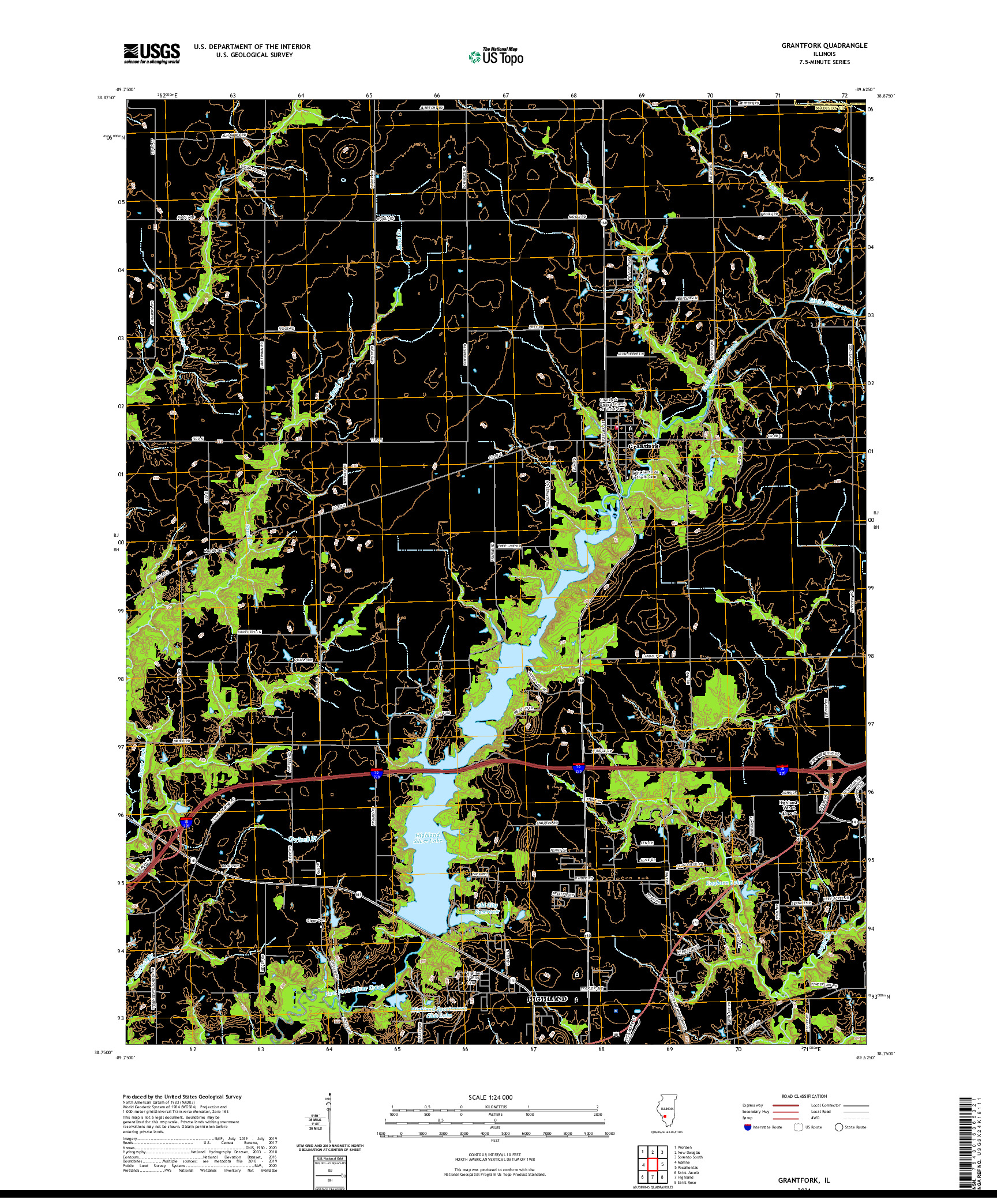 USGS US TOPO 7.5-MINUTE MAP FOR GRANTFORK, IL 2021