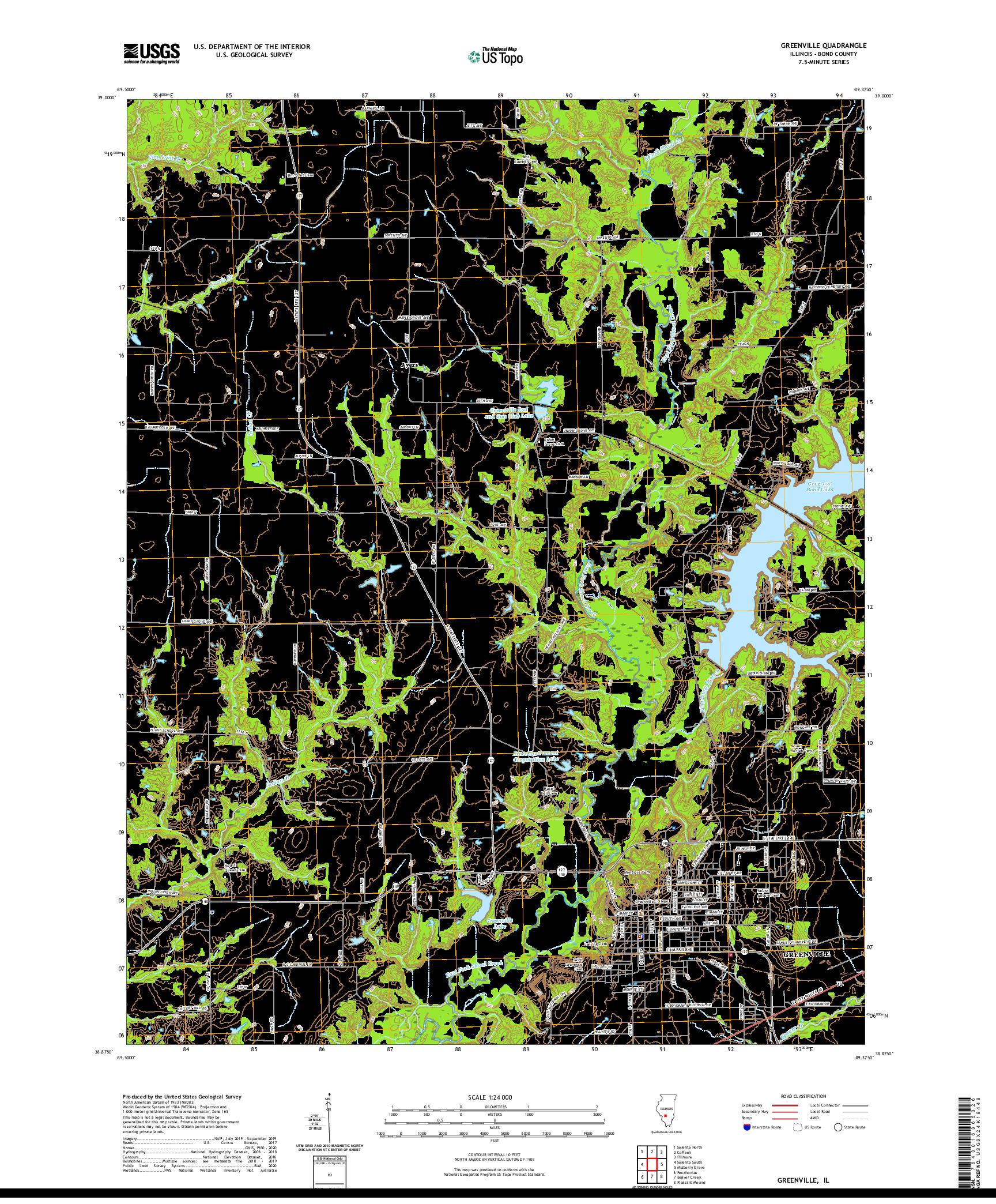 USGS US TOPO 7.5-MINUTE MAP FOR GREENVILLE, IL 2021