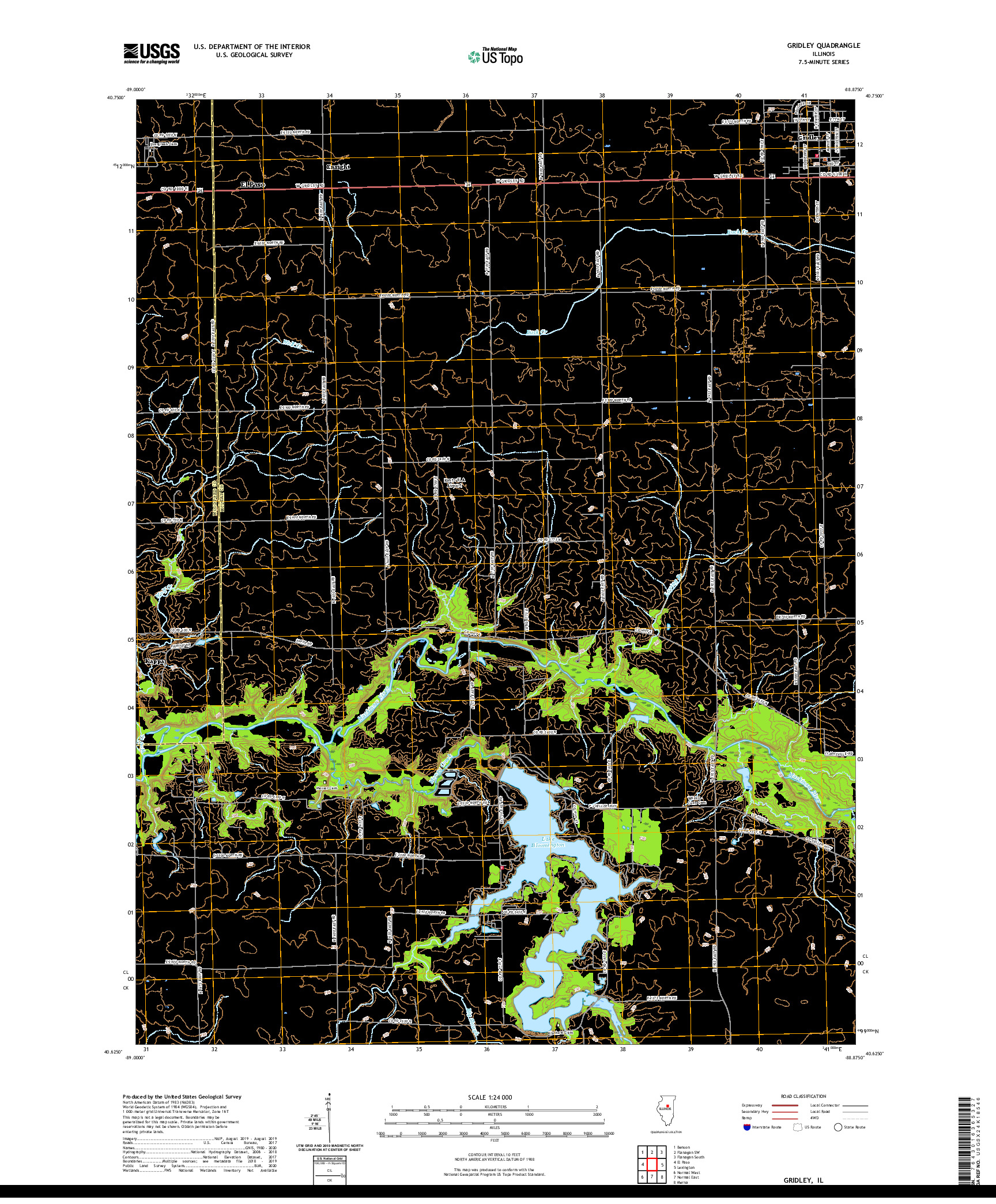 USGS US TOPO 7.5-MINUTE MAP FOR GRIDLEY, IL 2021