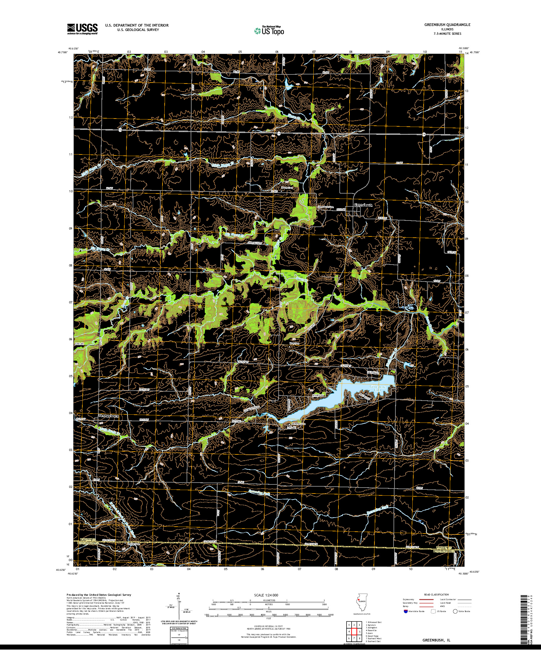 USGS US TOPO 7.5-MINUTE MAP FOR GREENBUSH, IL 2021