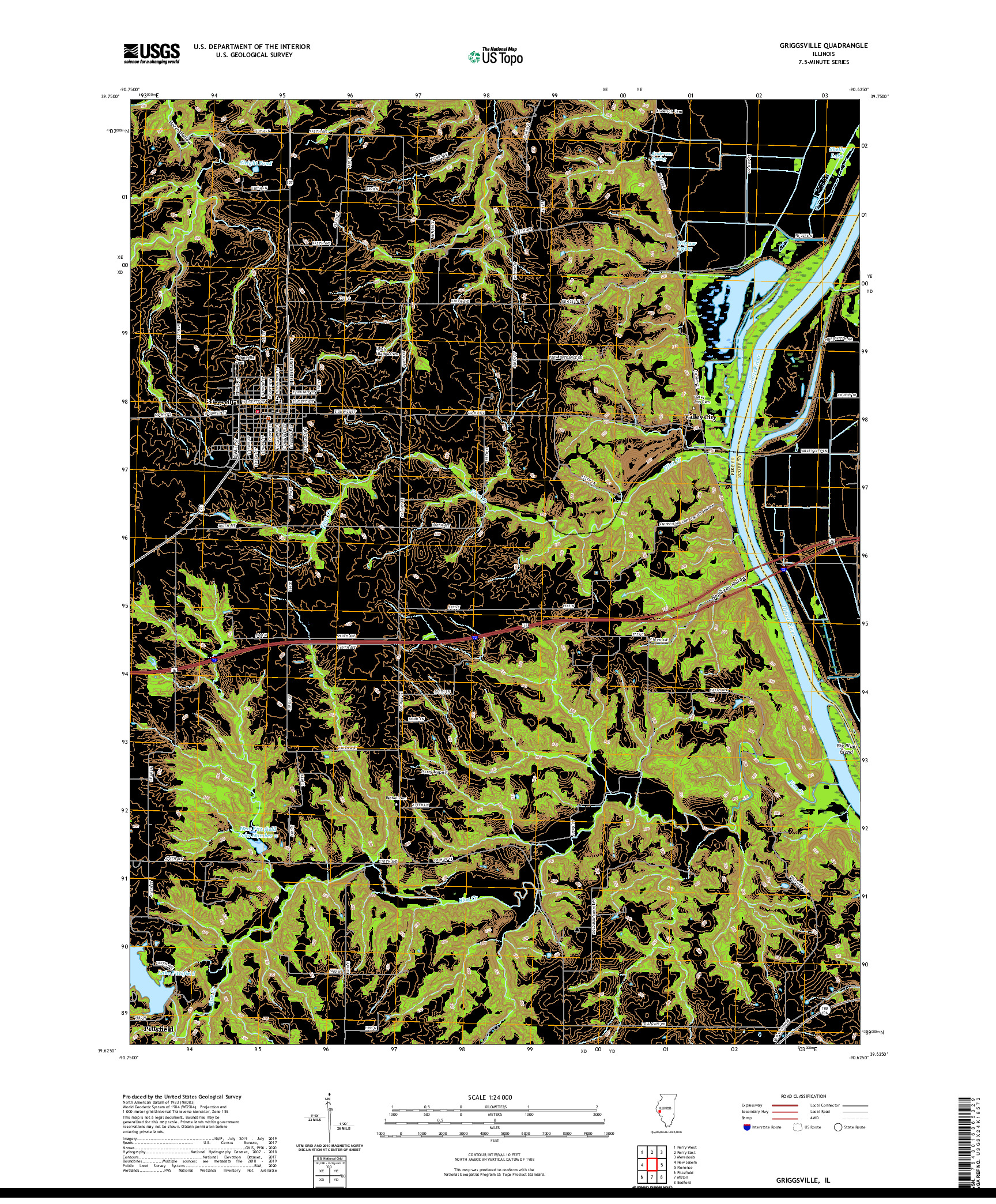 USGS US TOPO 7.5-MINUTE MAP FOR GRIGGSVILLE, IL 2021