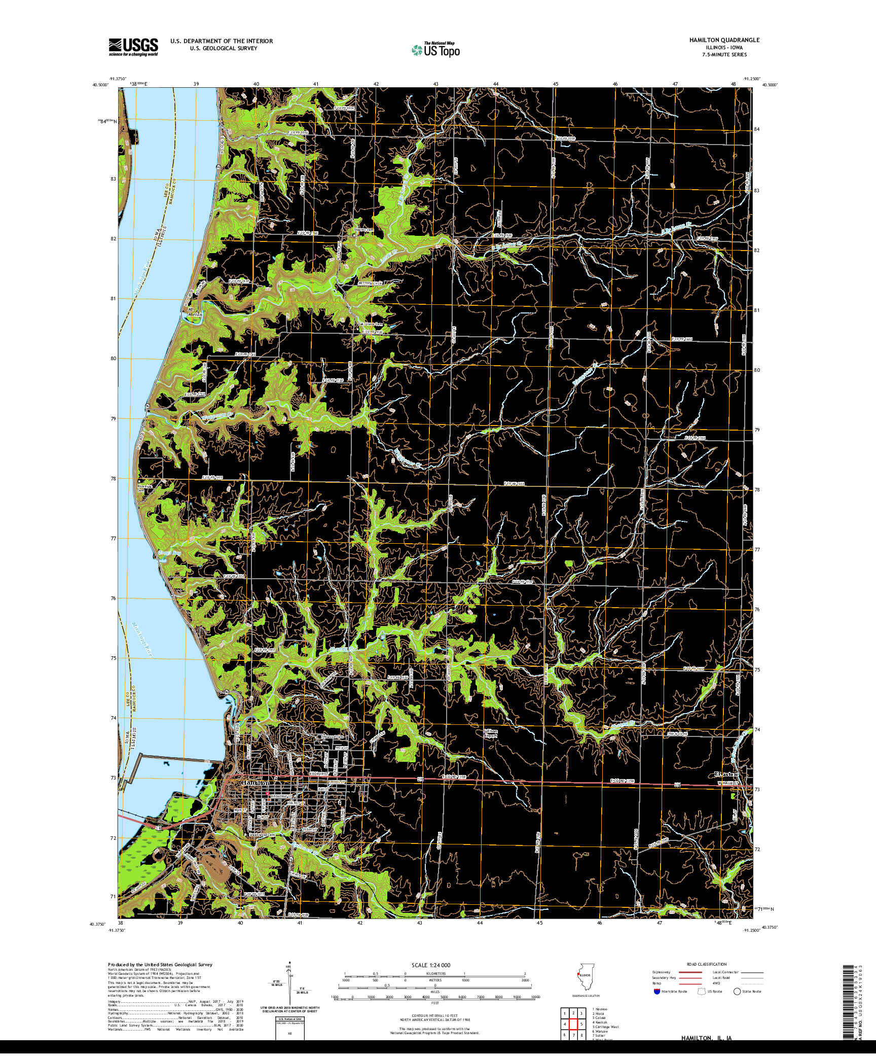 USGS US TOPO 7.5-MINUTE MAP FOR HAMILTON, IL,IA 2021