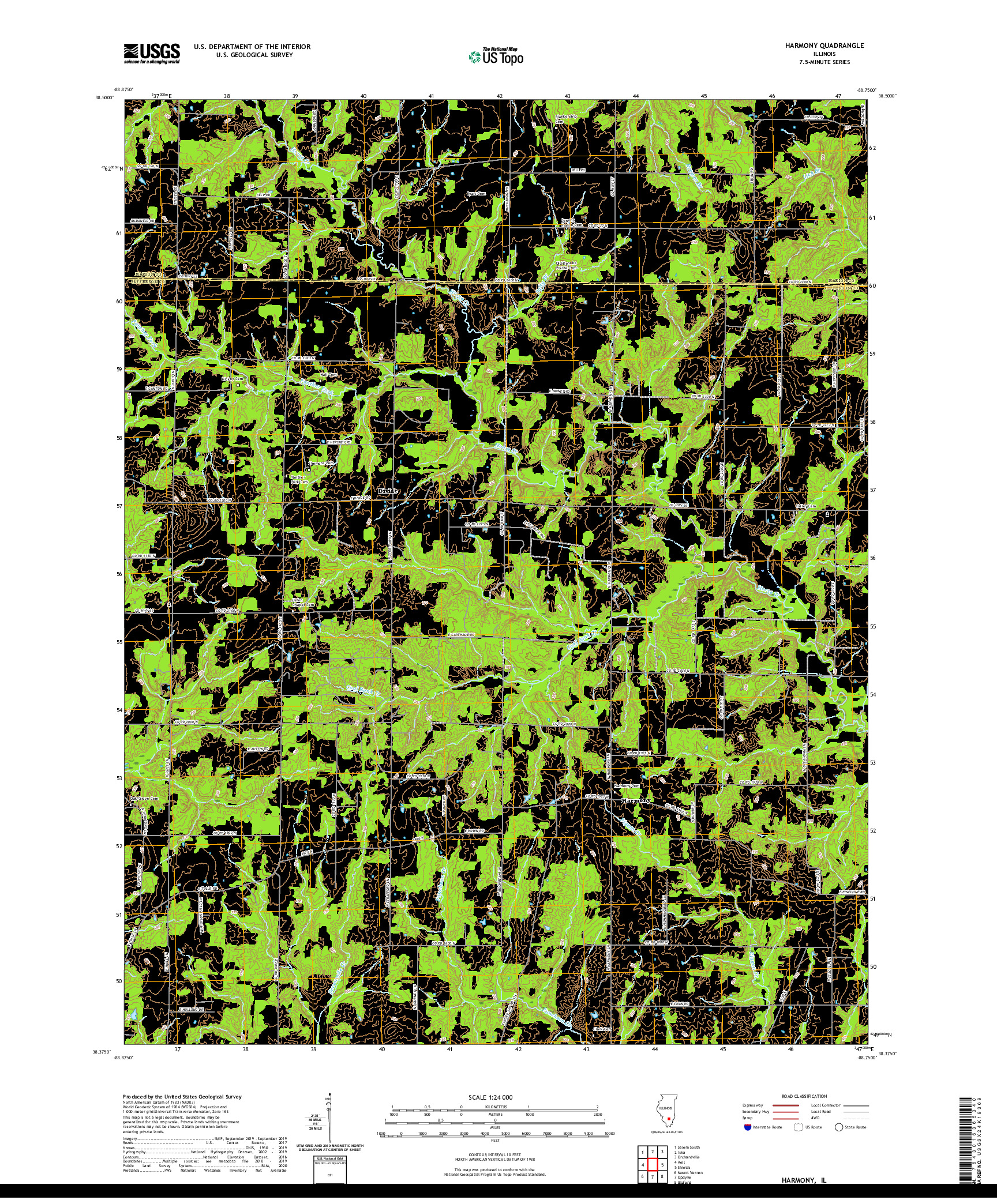 USGS US TOPO 7.5-MINUTE MAP FOR HARMONY, IL 2021