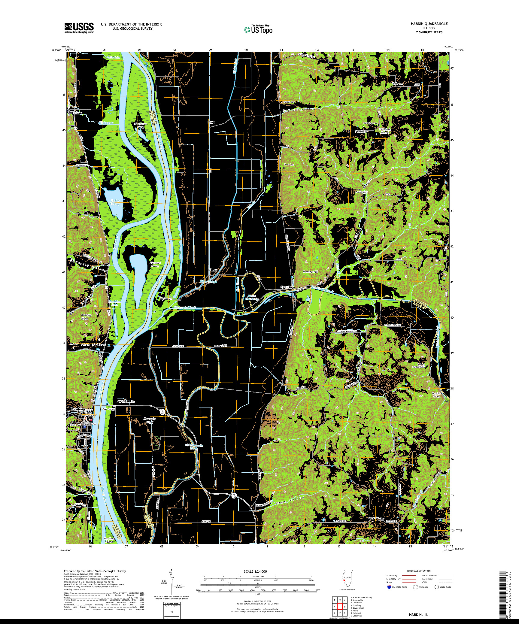 USGS US TOPO 7.5-MINUTE MAP FOR HARDIN, IL 2021