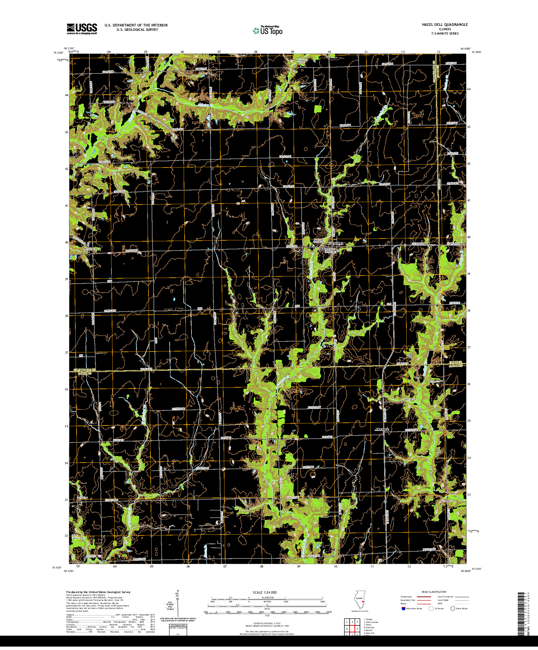 USGS US TOPO 7.5-MINUTE MAP FOR HAZEL DELL, IL 2021