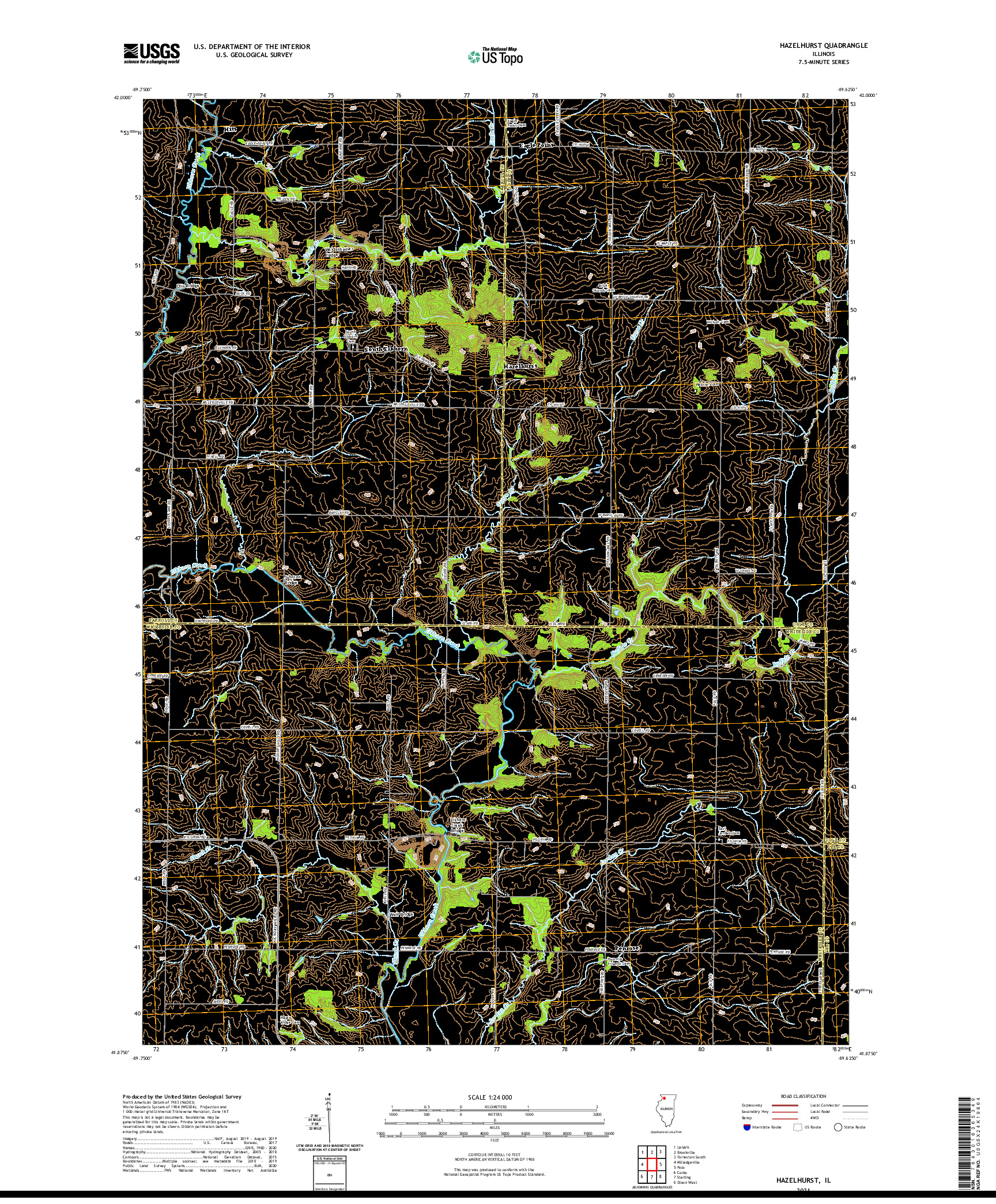 USGS US TOPO 7.5-MINUTE MAP FOR HAZELHURST, IL 2021