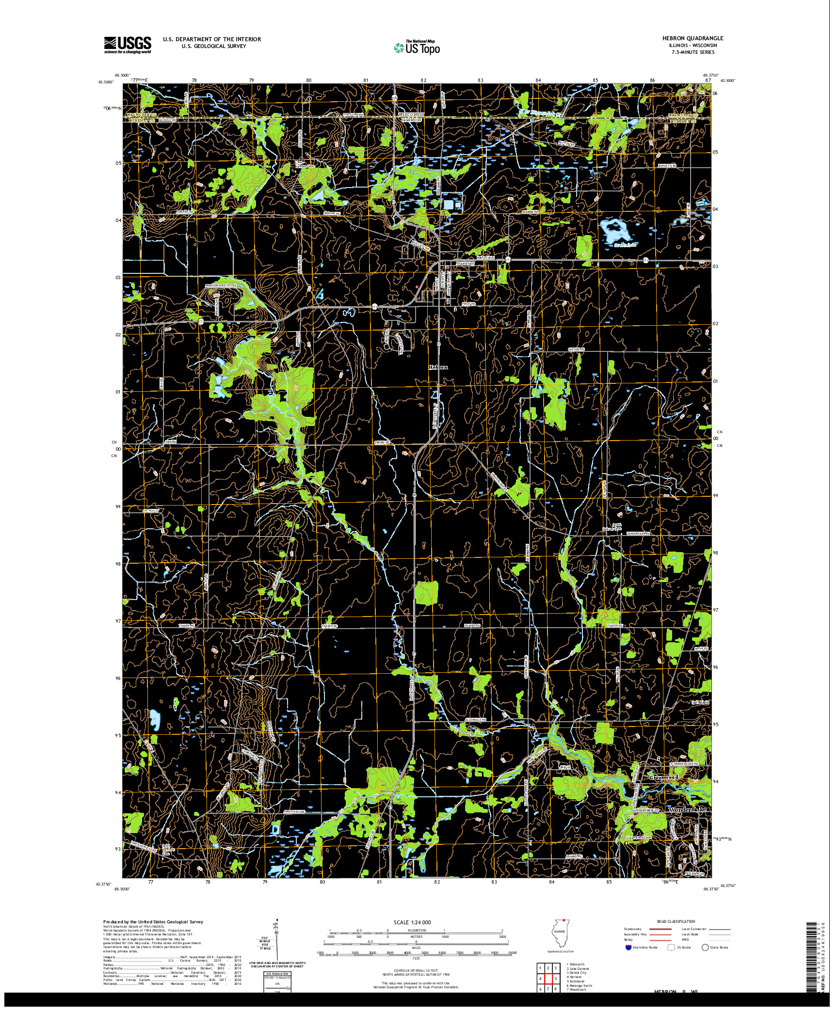 USGS US TOPO 7.5-MINUTE MAP FOR HEBRON, IL,WI 2021
