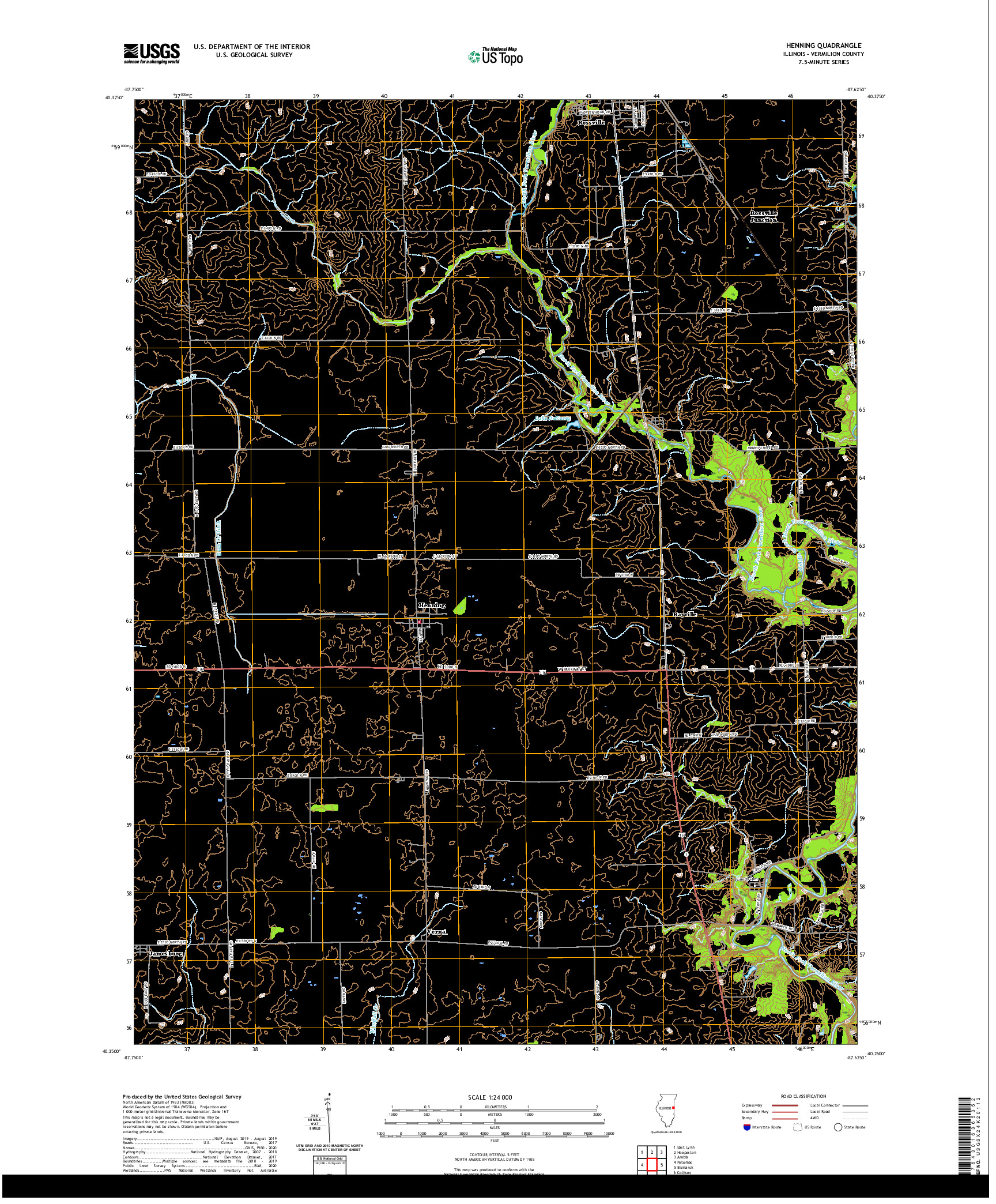 USGS US TOPO 7.5-MINUTE MAP FOR HENNING, IL 2021