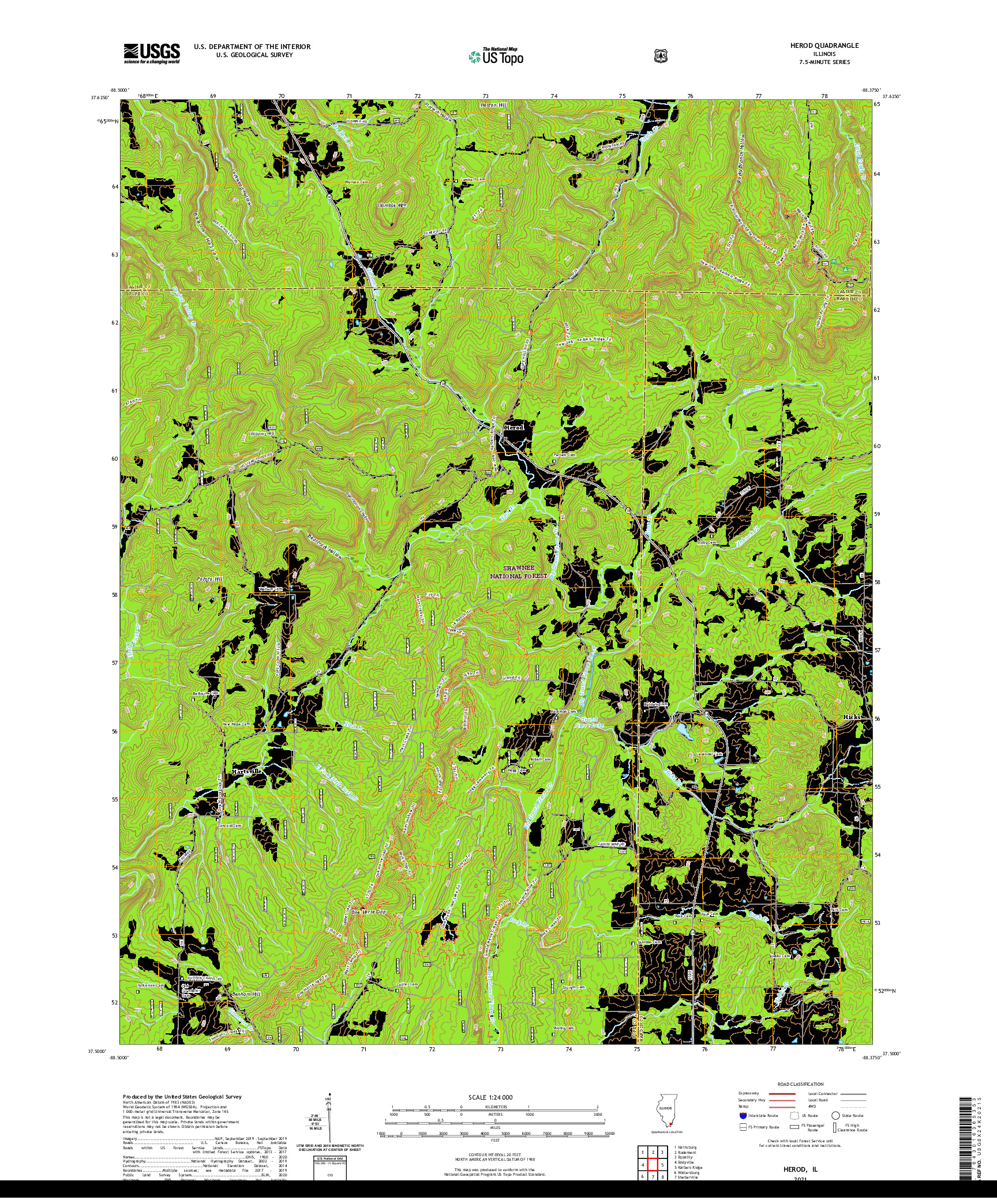 USGS US TOPO 7.5-MINUTE MAP FOR HEROD, IL 2021