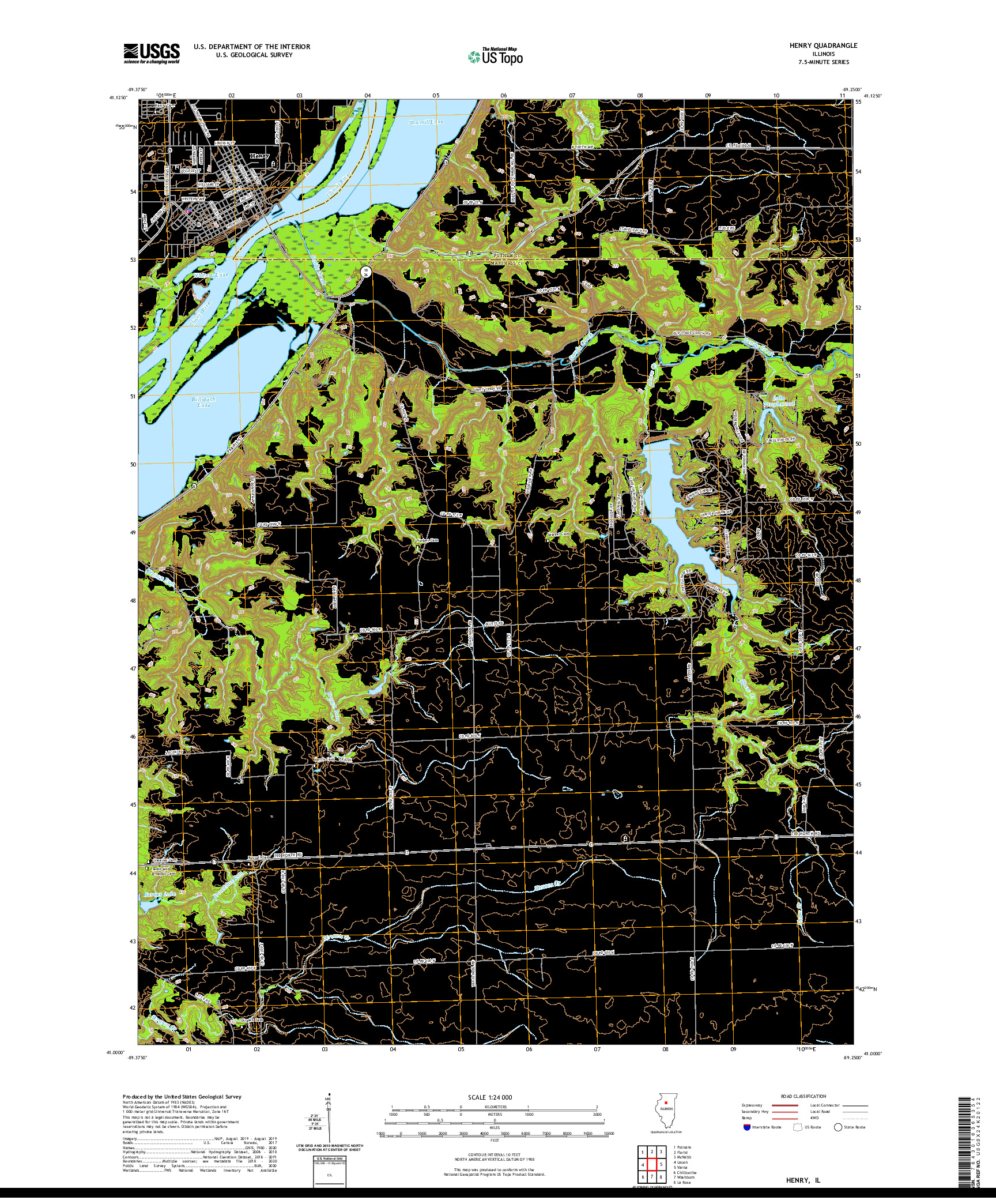 USGS US TOPO 7.5-MINUTE MAP FOR HENRY, IL 2021