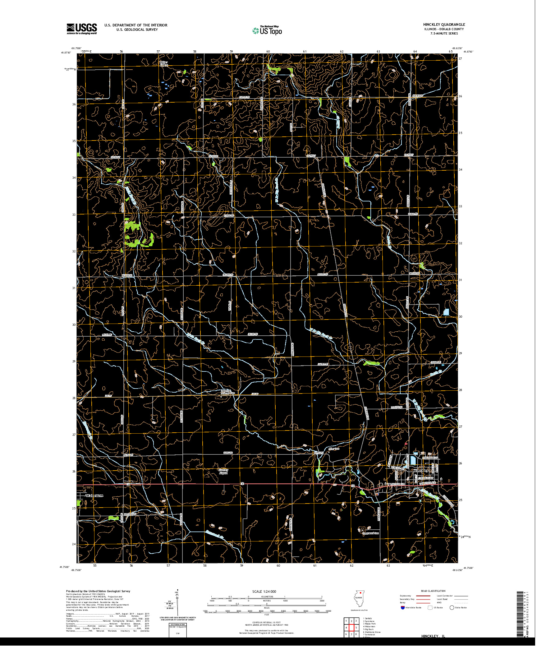 USGS US TOPO 7.5-MINUTE MAP FOR HINCKLEY, IL 2021
