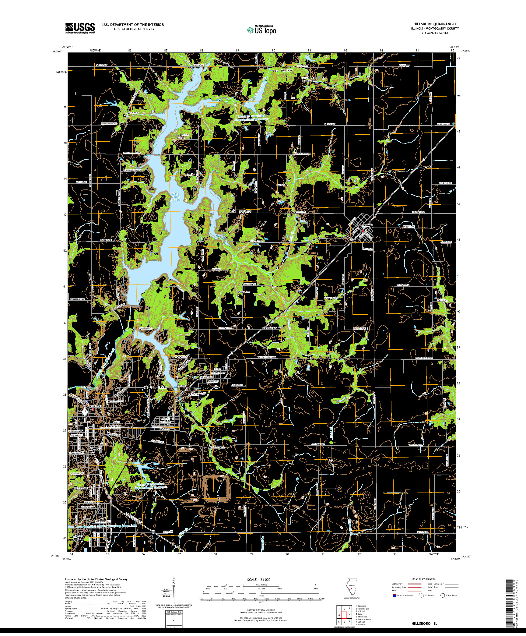 USGS US TOPO 7.5-MINUTE MAP FOR HILLSBORO, IL 2021