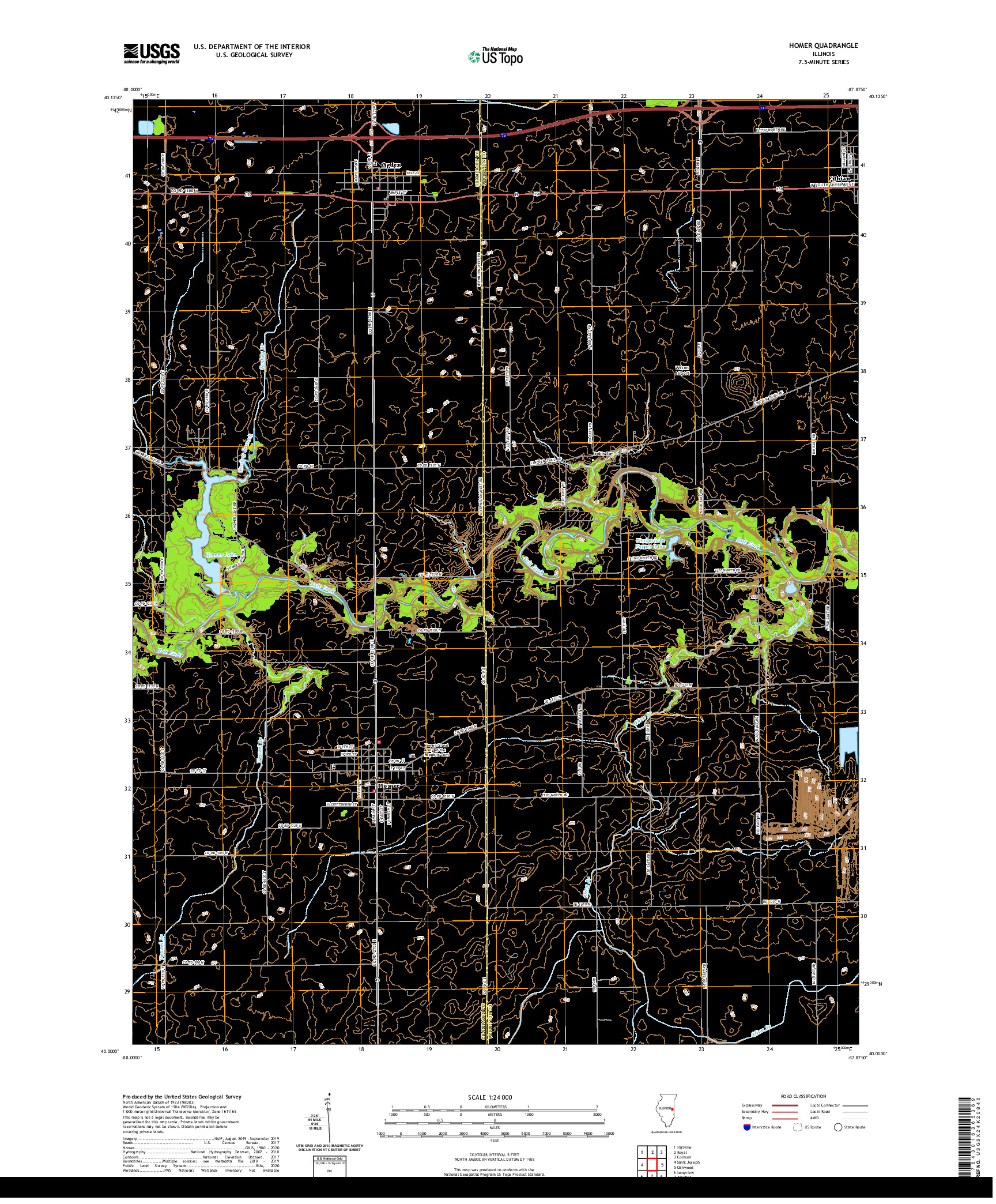 USGS US TOPO 7.5-MINUTE MAP FOR HOMER, IL 2021