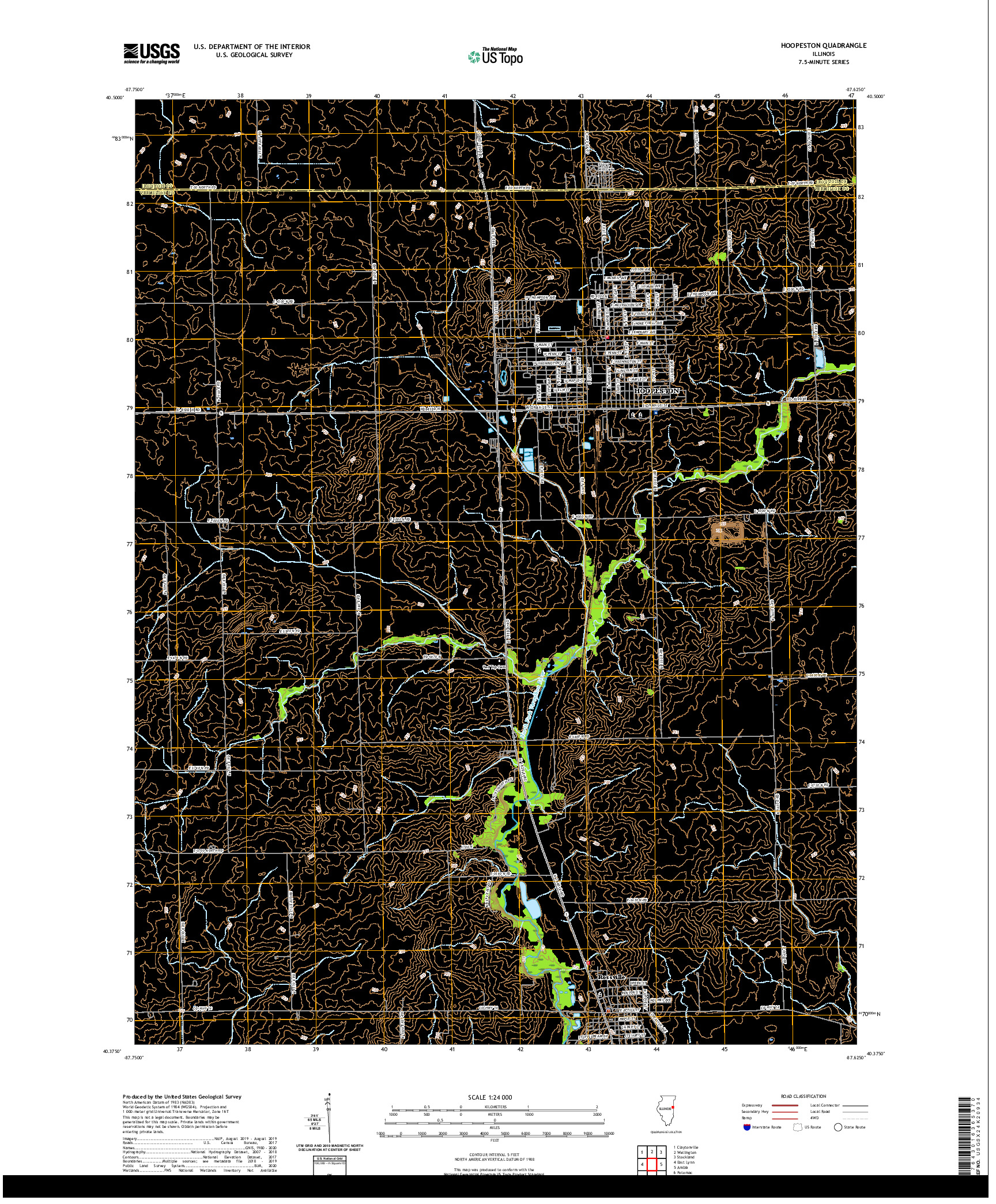 USGS US TOPO 7.5-MINUTE MAP FOR HOOPESTON, IL 2021