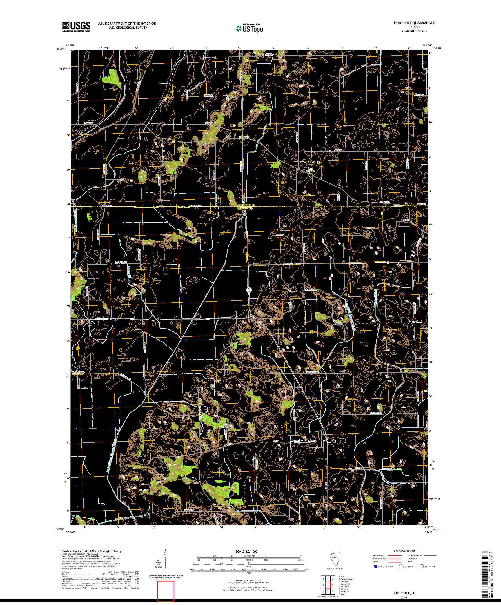 USGS US TOPO 7.5-MINUTE MAP FOR HOOPPOLE, IL 2021