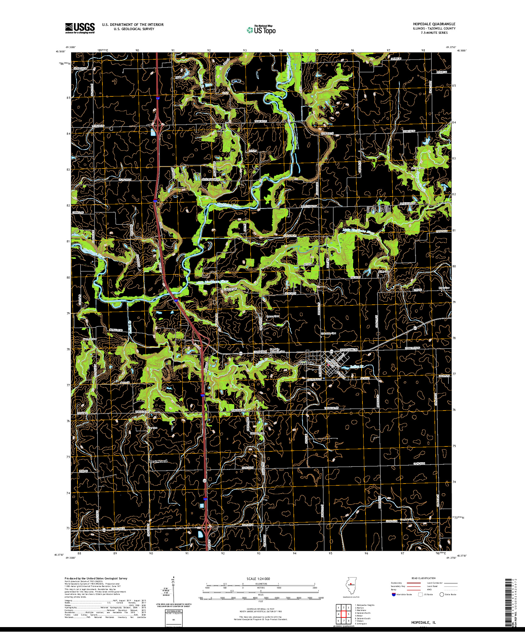 USGS US TOPO 7.5-MINUTE MAP FOR HOPEDALE, IL 2021