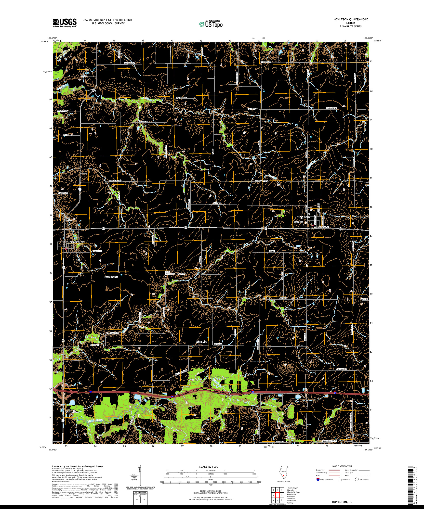 USGS US TOPO 7.5-MINUTE MAP FOR HOYLETON, IL 2021
