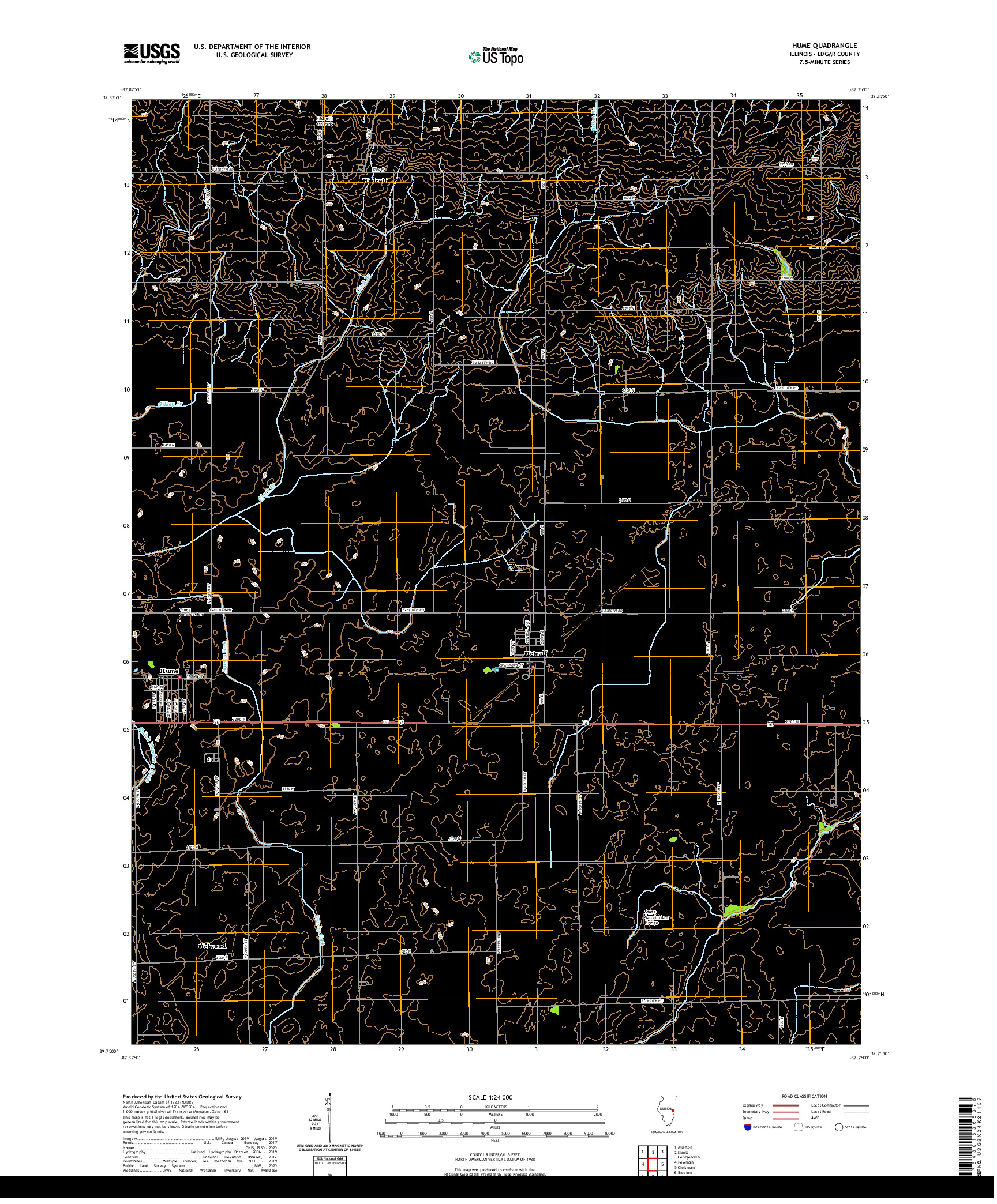 USGS US TOPO 7.5-MINUTE MAP FOR HUME, IL 2021