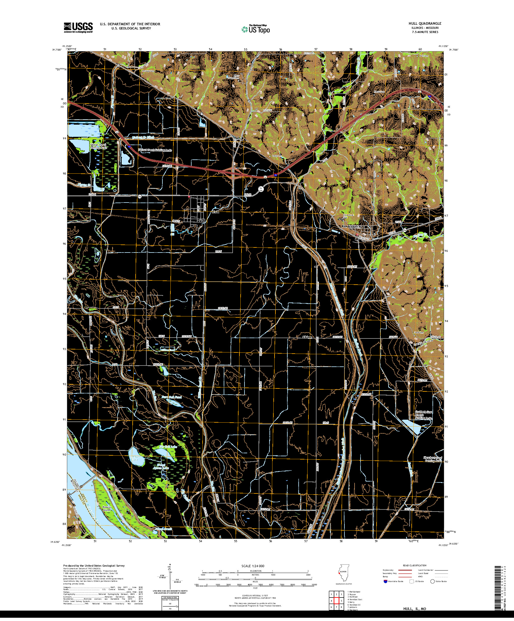 USGS US TOPO 7.5-MINUTE MAP FOR HULL, IL,MO 2021
