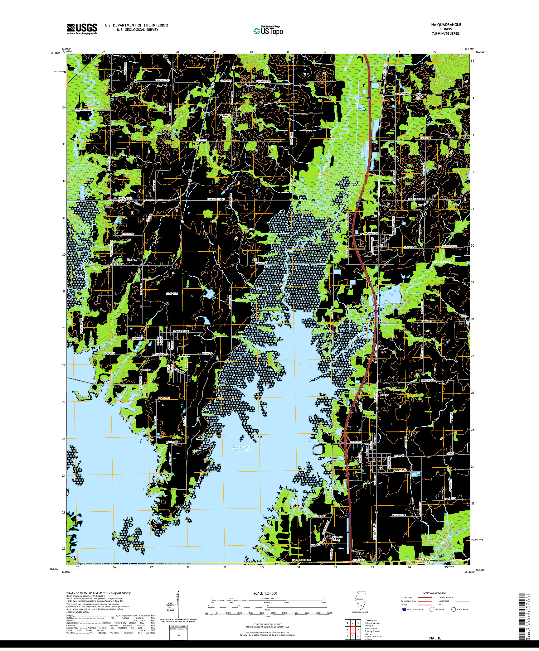 USGS US TOPO 7.5-MINUTE MAP FOR INA, IL 2021