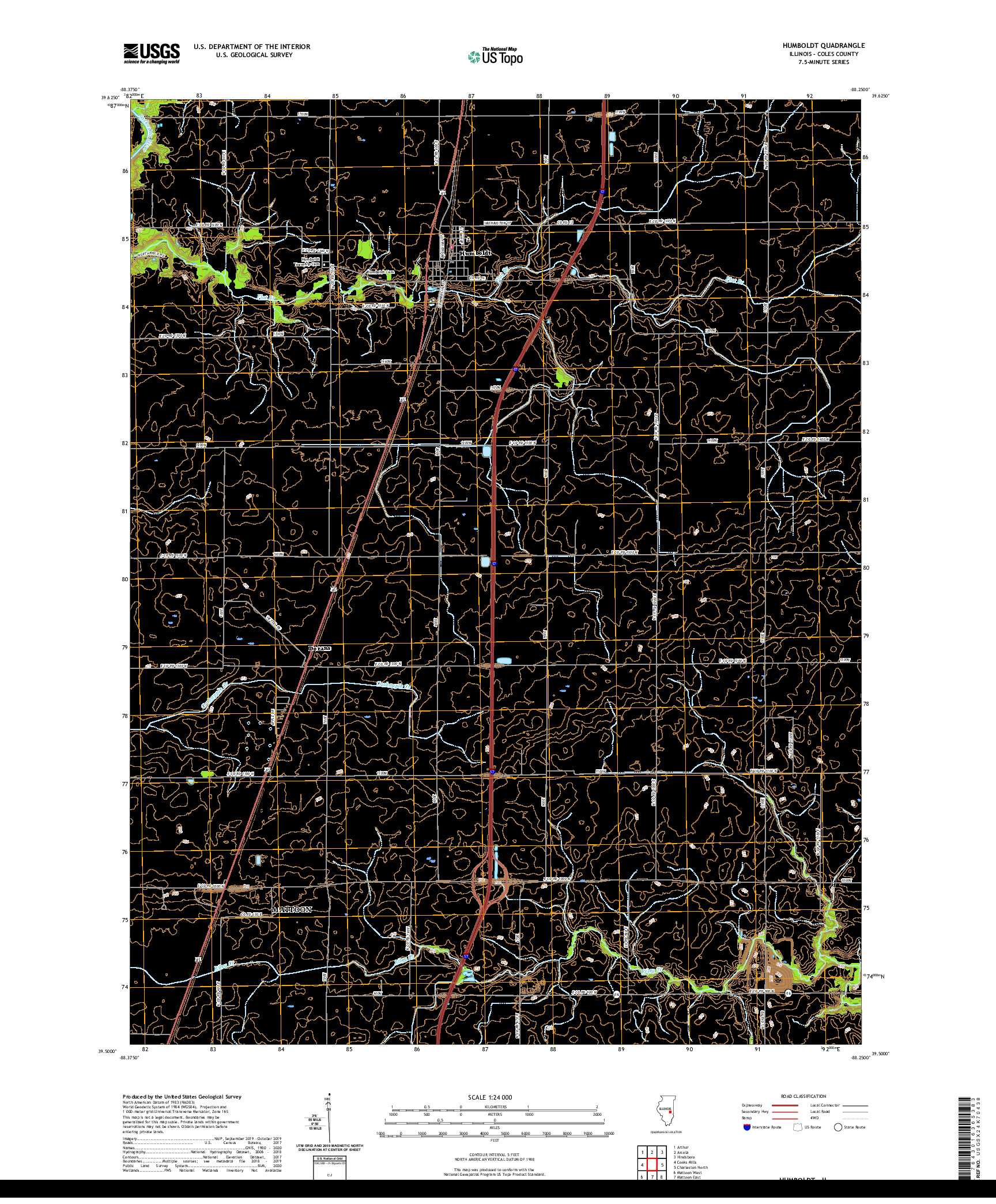 USGS US TOPO 7.5-MINUTE MAP FOR HUMBOLDT, IL 2021