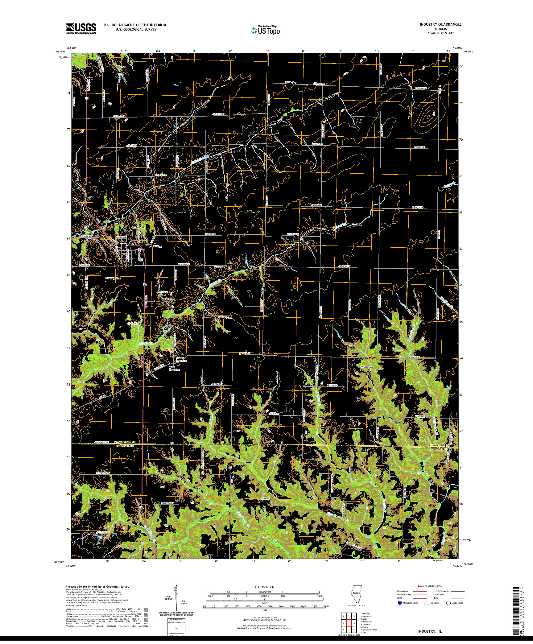 USGS US TOPO 7.5-MINUTE MAP FOR INDUSTRY, IL 2021