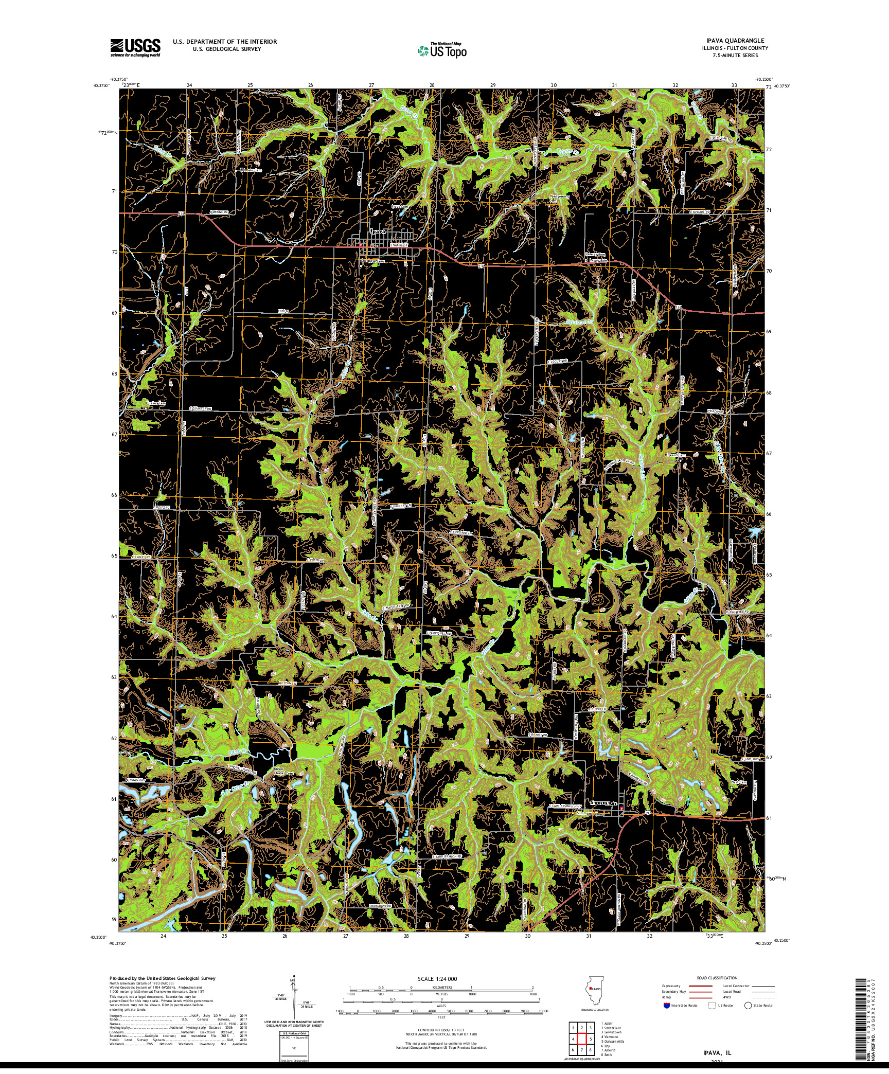 USGS US TOPO 7.5-MINUTE MAP FOR IPAVA, IL 2021