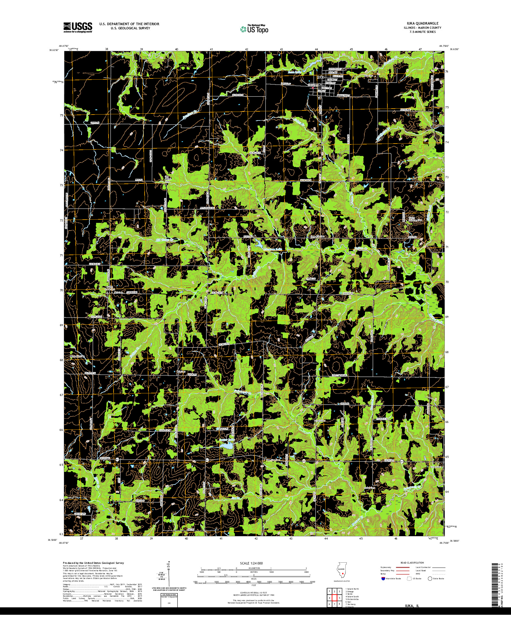 USGS US TOPO 7.5-MINUTE MAP FOR IUKA, IL 2021