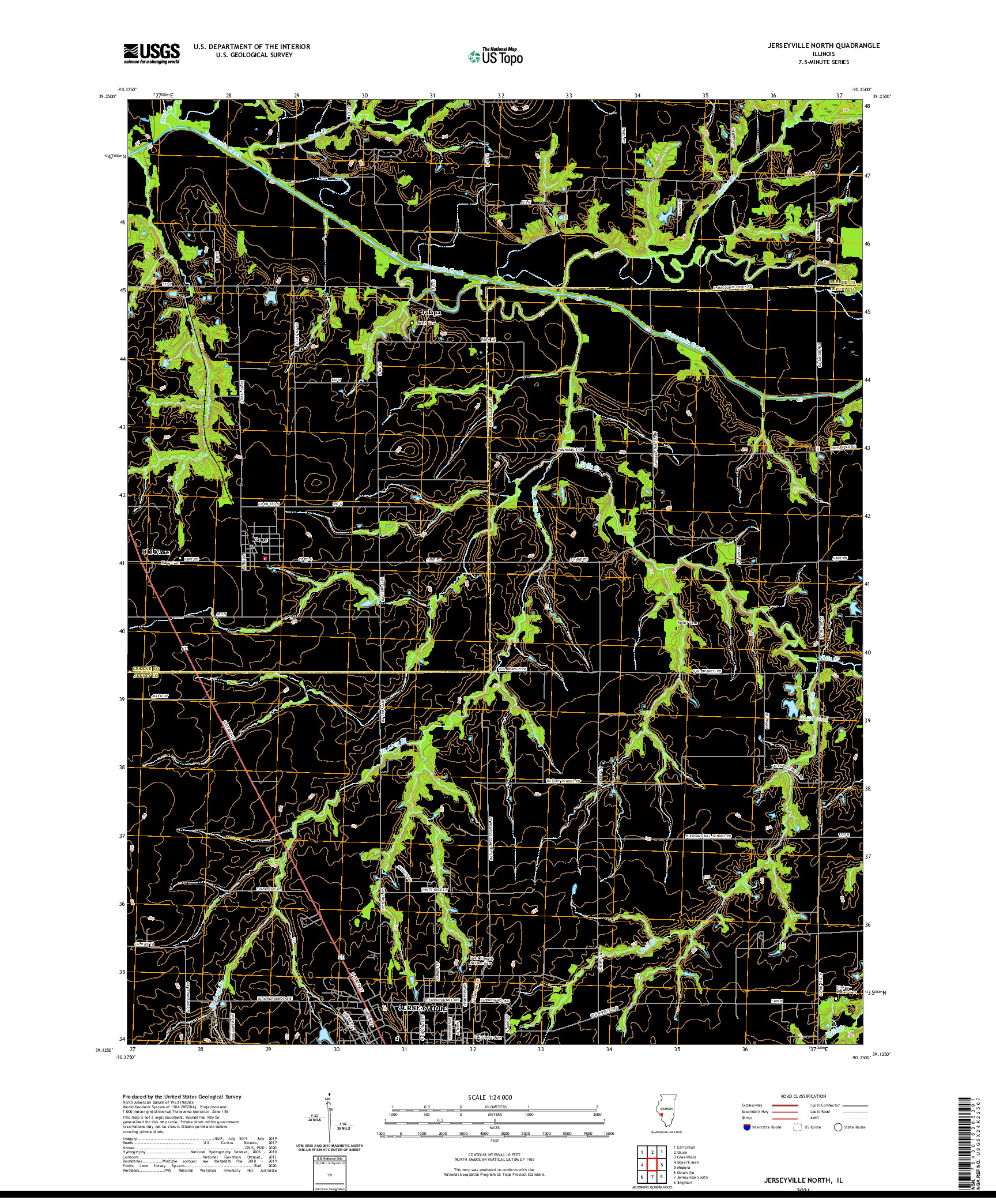 USGS US TOPO 7.5-MINUTE MAP FOR JERSEYVILLE NORTH, IL 2021