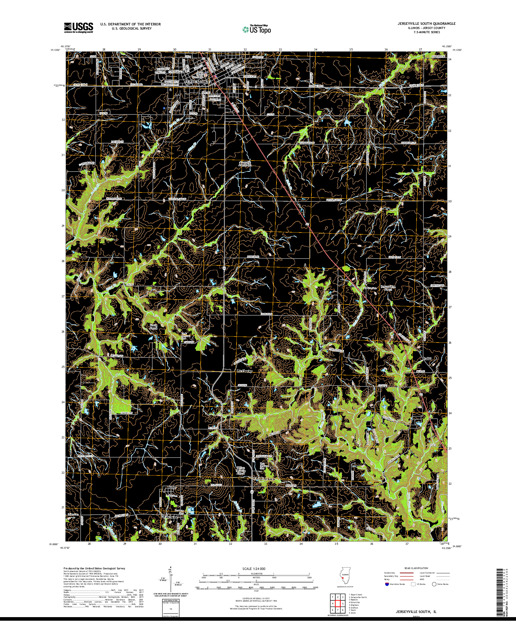 USGS US TOPO 7.5-MINUTE MAP FOR JERSEYVILLE SOUTH, IL 2021