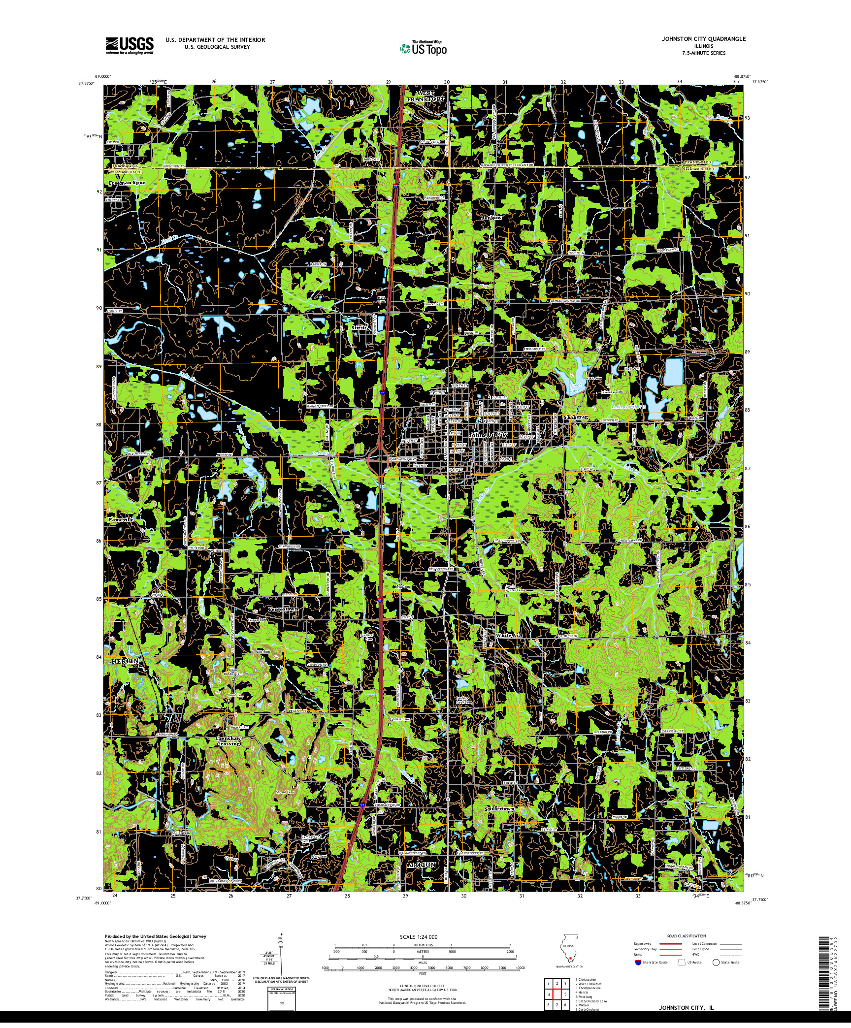 USGS US TOPO 7.5-MINUTE MAP FOR JOHNSTON CITY, IL 2021