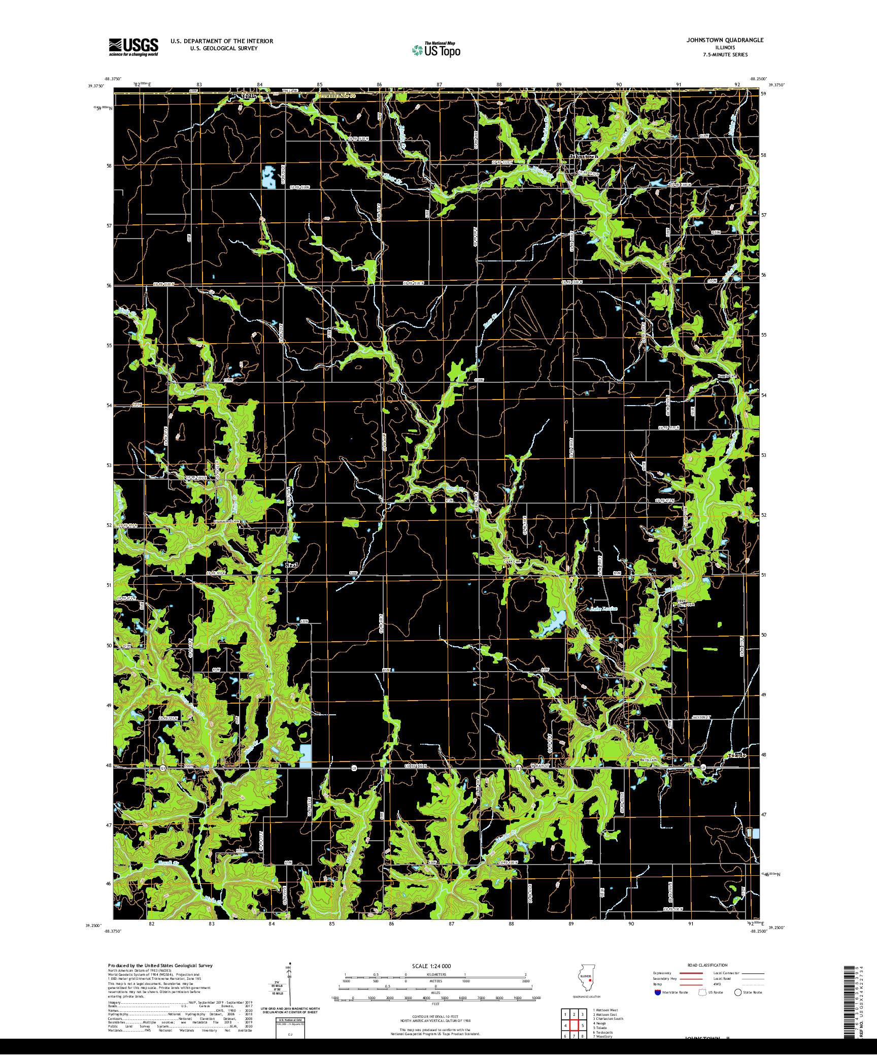 USGS US TOPO 7.5-MINUTE MAP FOR JOHNSTOWN, IL 2021