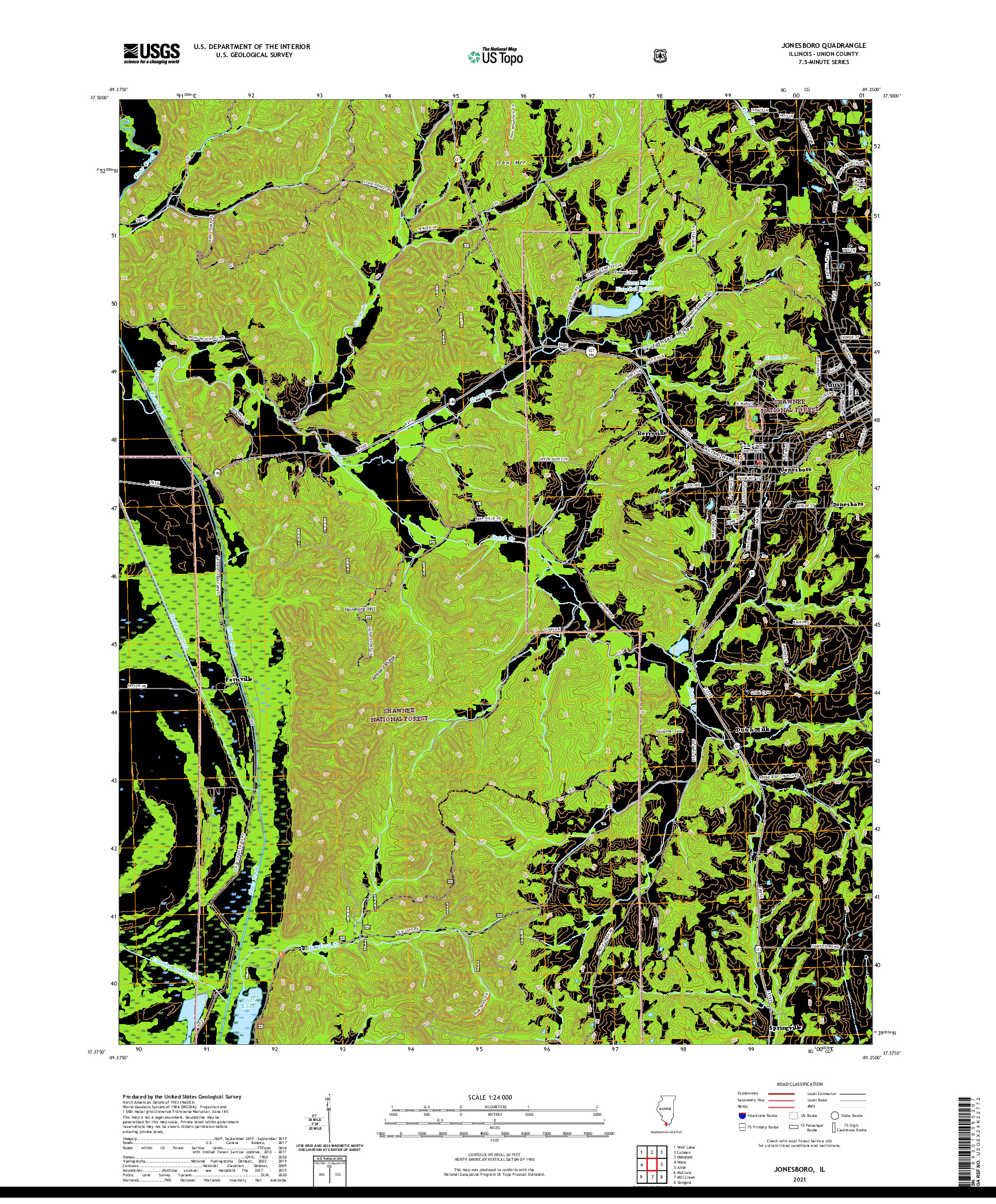 USGS US TOPO 7.5-MINUTE MAP FOR JONESBORO, IL 2021