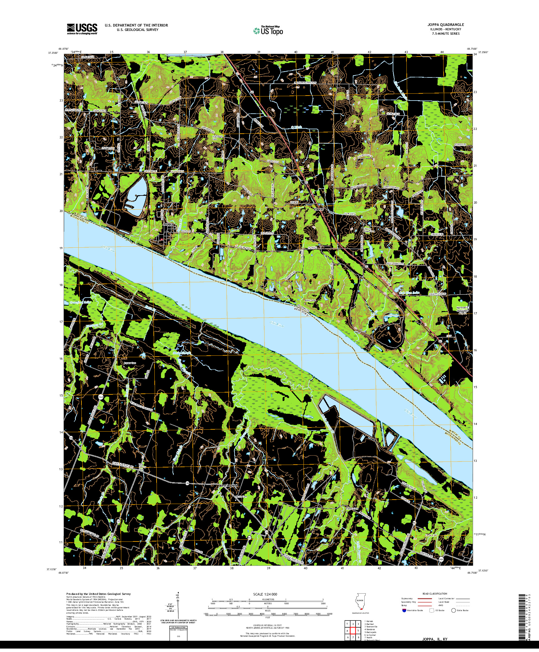 USGS US TOPO 7.5-MINUTE MAP FOR JOPPA, IL,KY 2021