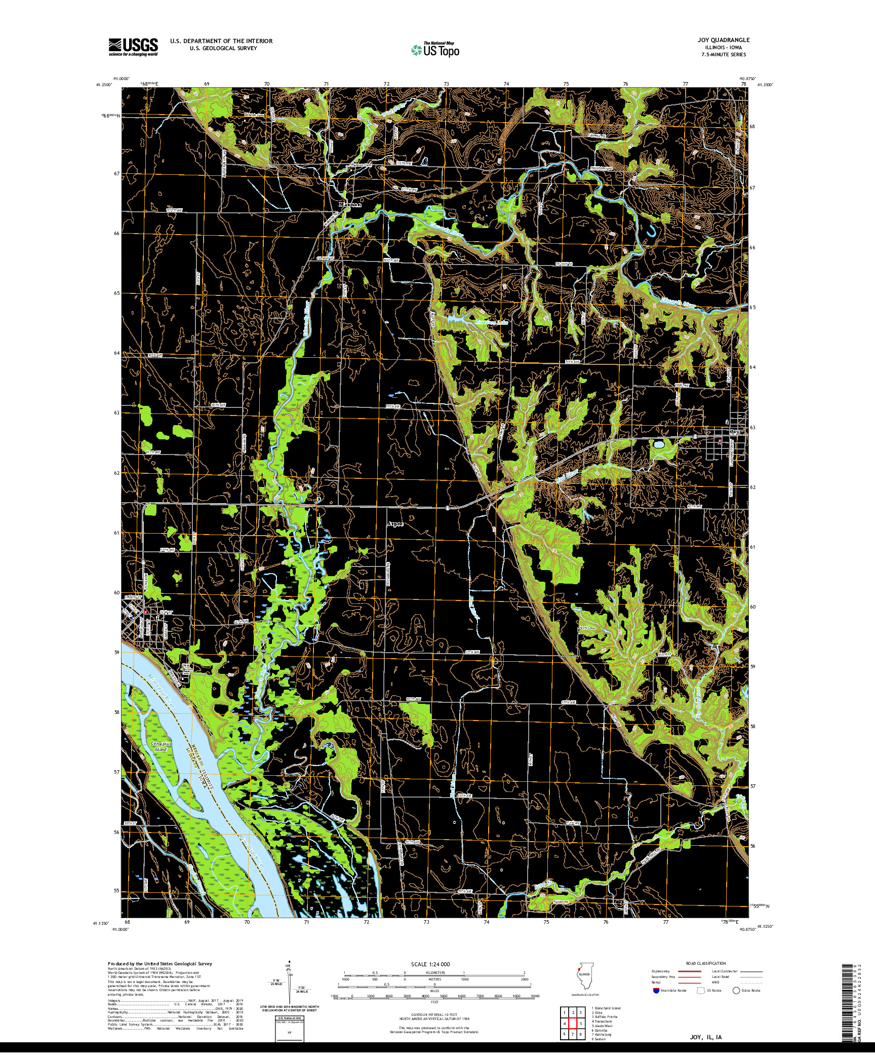 USGS US TOPO 7.5-MINUTE MAP FOR JOY, IL,IA 2021