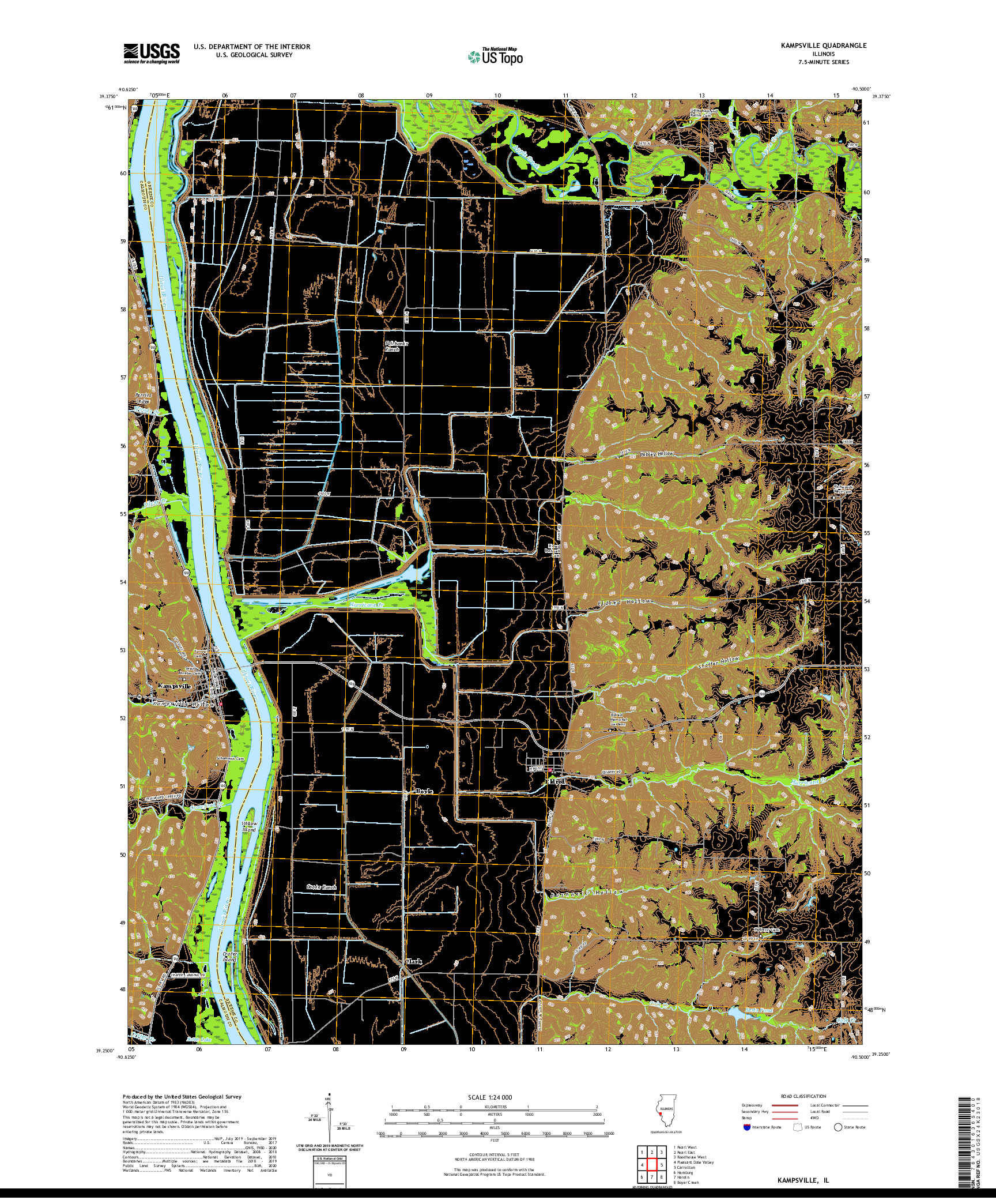 USGS US TOPO 7.5-MINUTE MAP FOR KAMPSVILLE, IL 2021