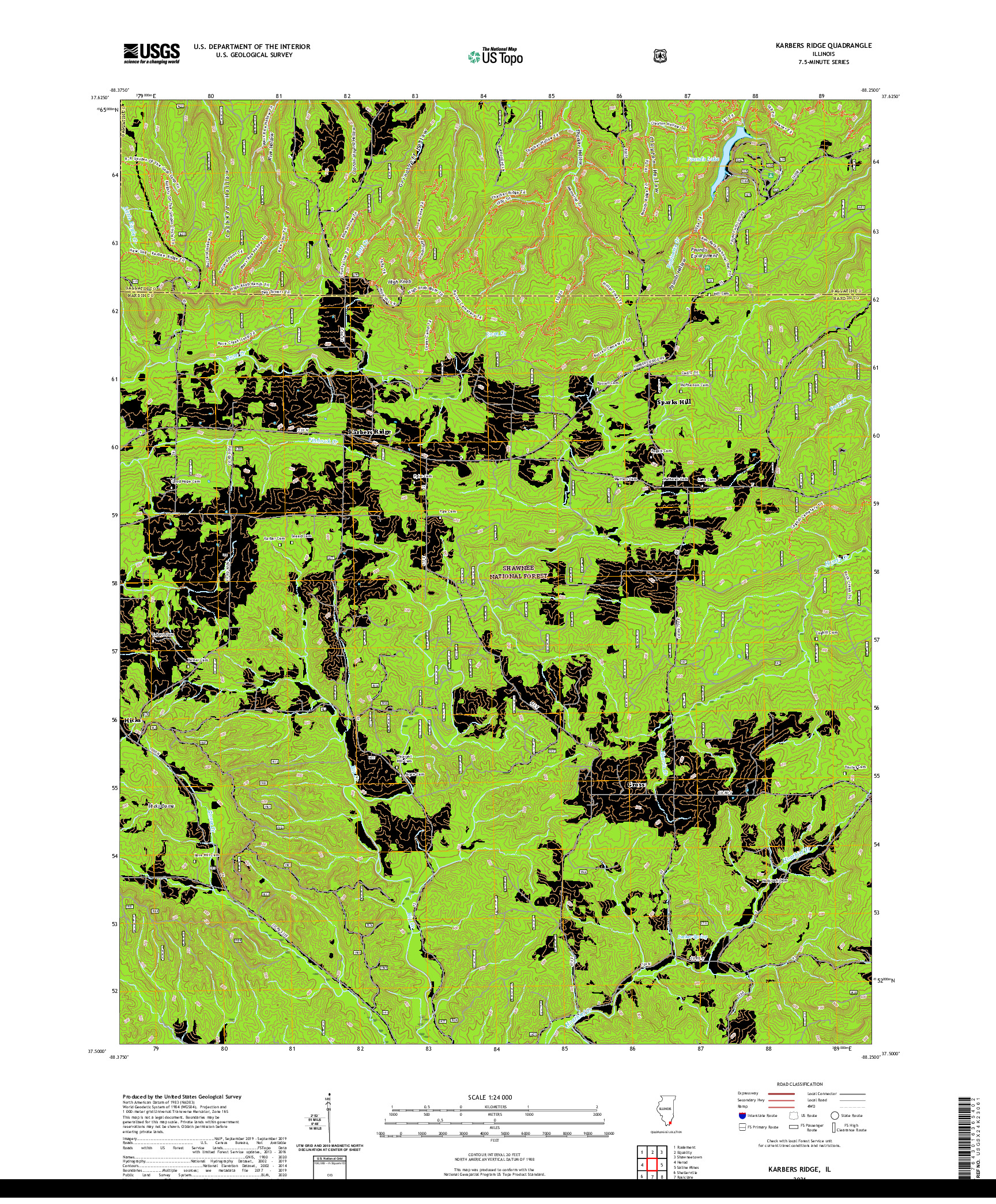 USGS US TOPO 7.5-MINUTE MAP FOR KARBERS RIDGE, IL 2021