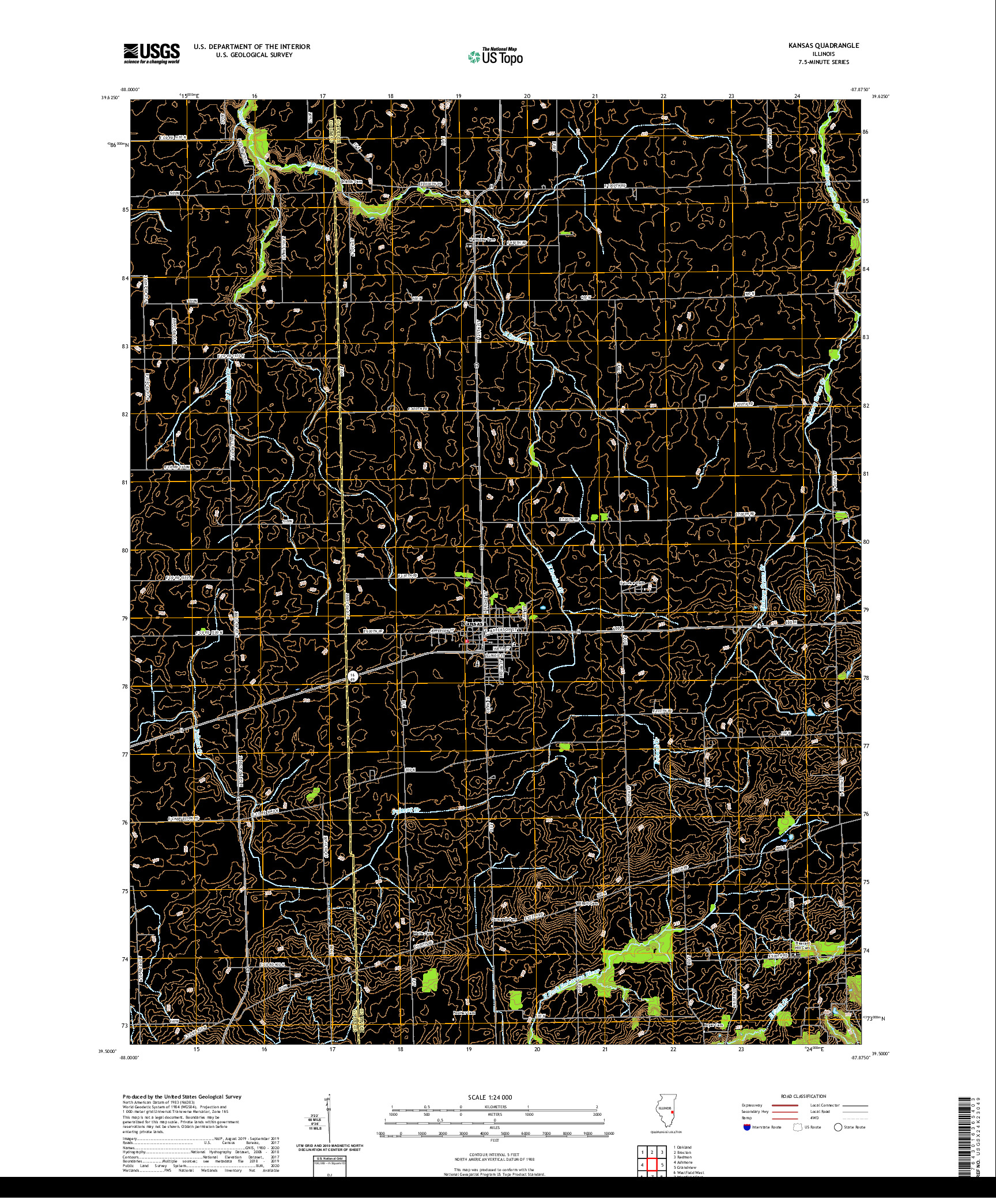 USGS US TOPO 7.5-MINUTE MAP FOR KANSAS, IL 2021