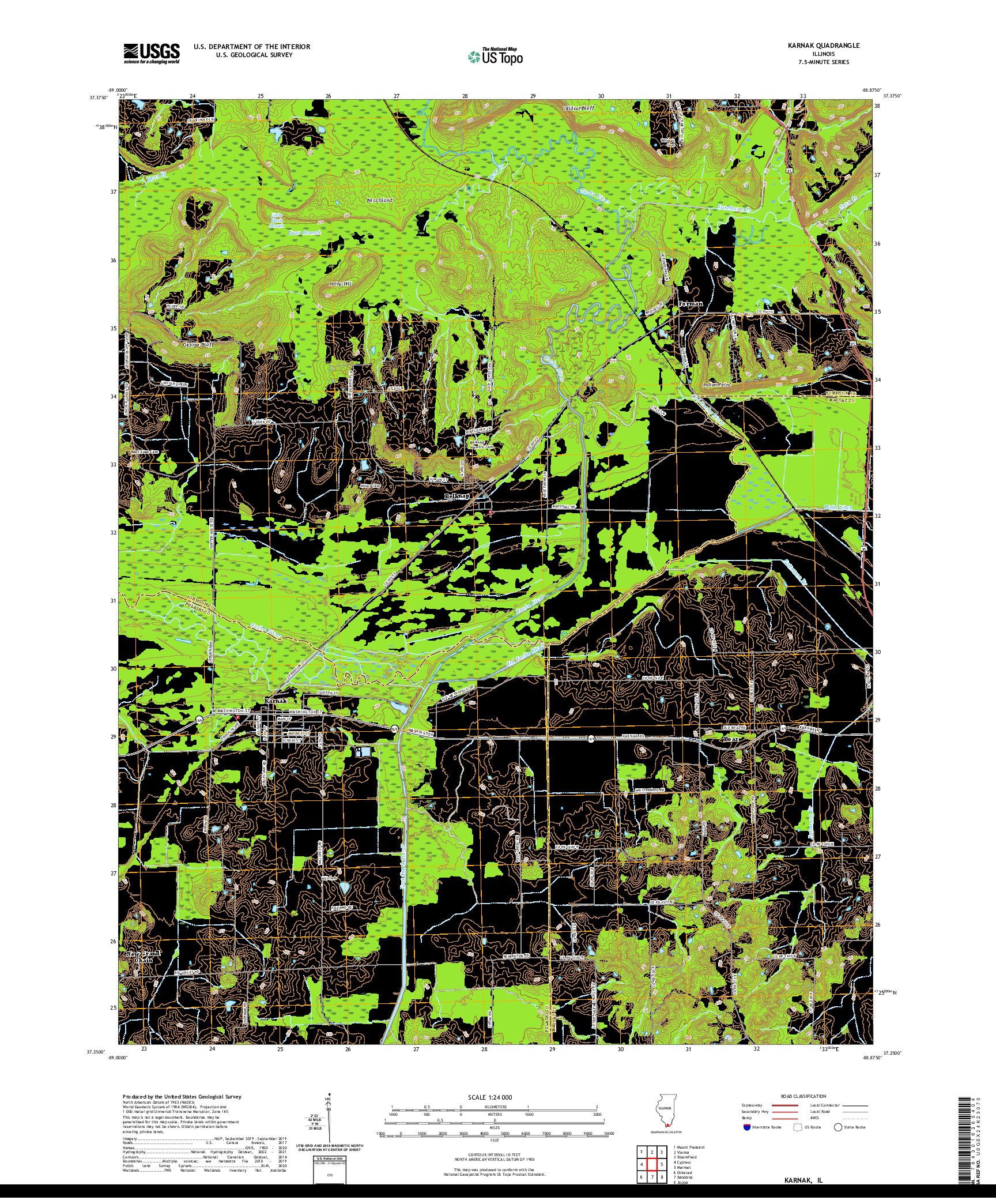 USGS US TOPO 7.5-MINUTE MAP FOR KARNAK, IL 2021