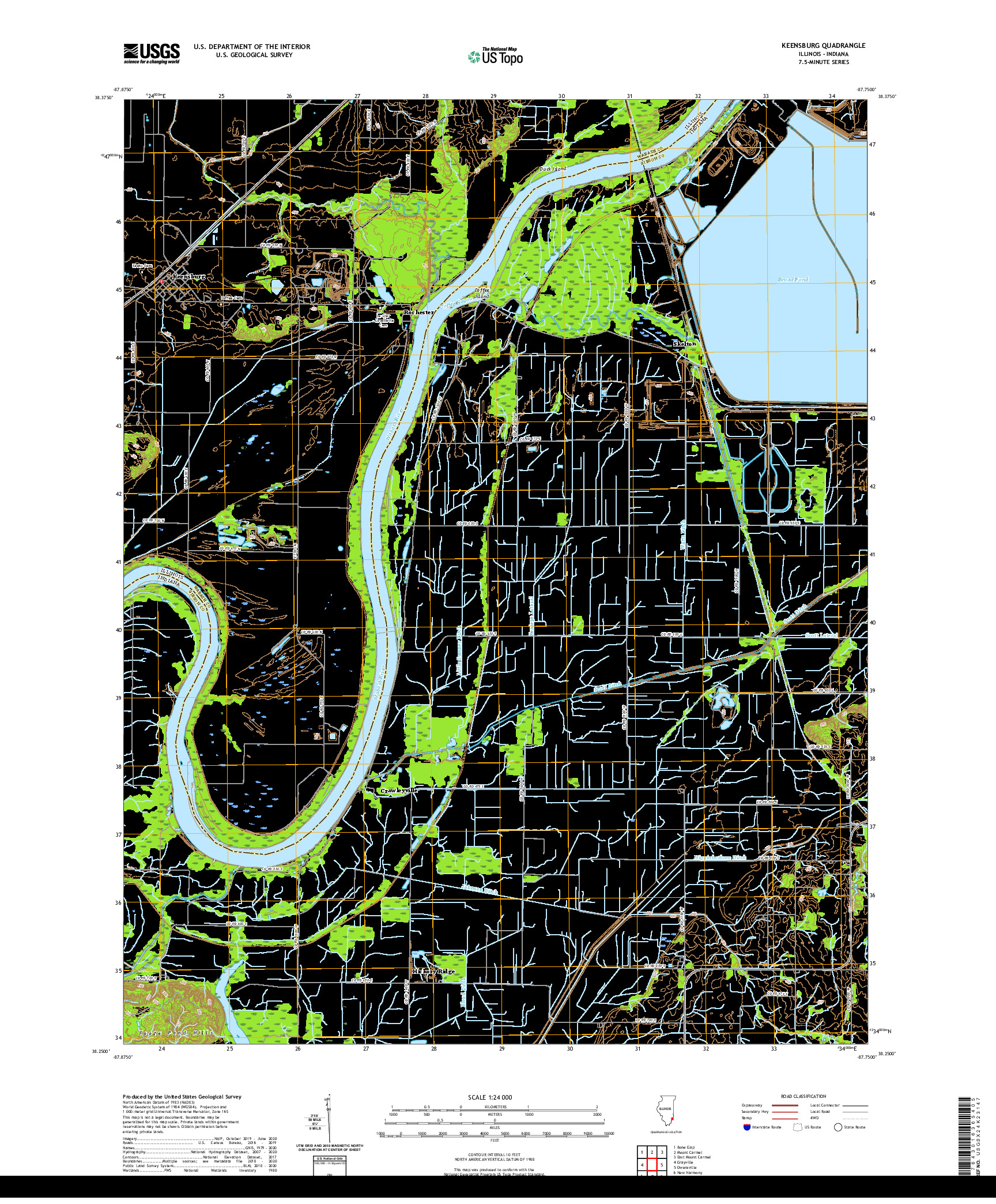 USGS US TOPO 7.5-MINUTE MAP FOR KEENSBURG, IL,IN 2021