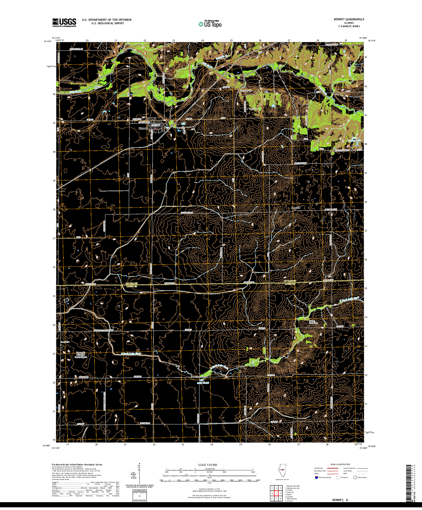 USGS US TOPO 7.5-MINUTE MAP FOR KENNEY, IL 2021