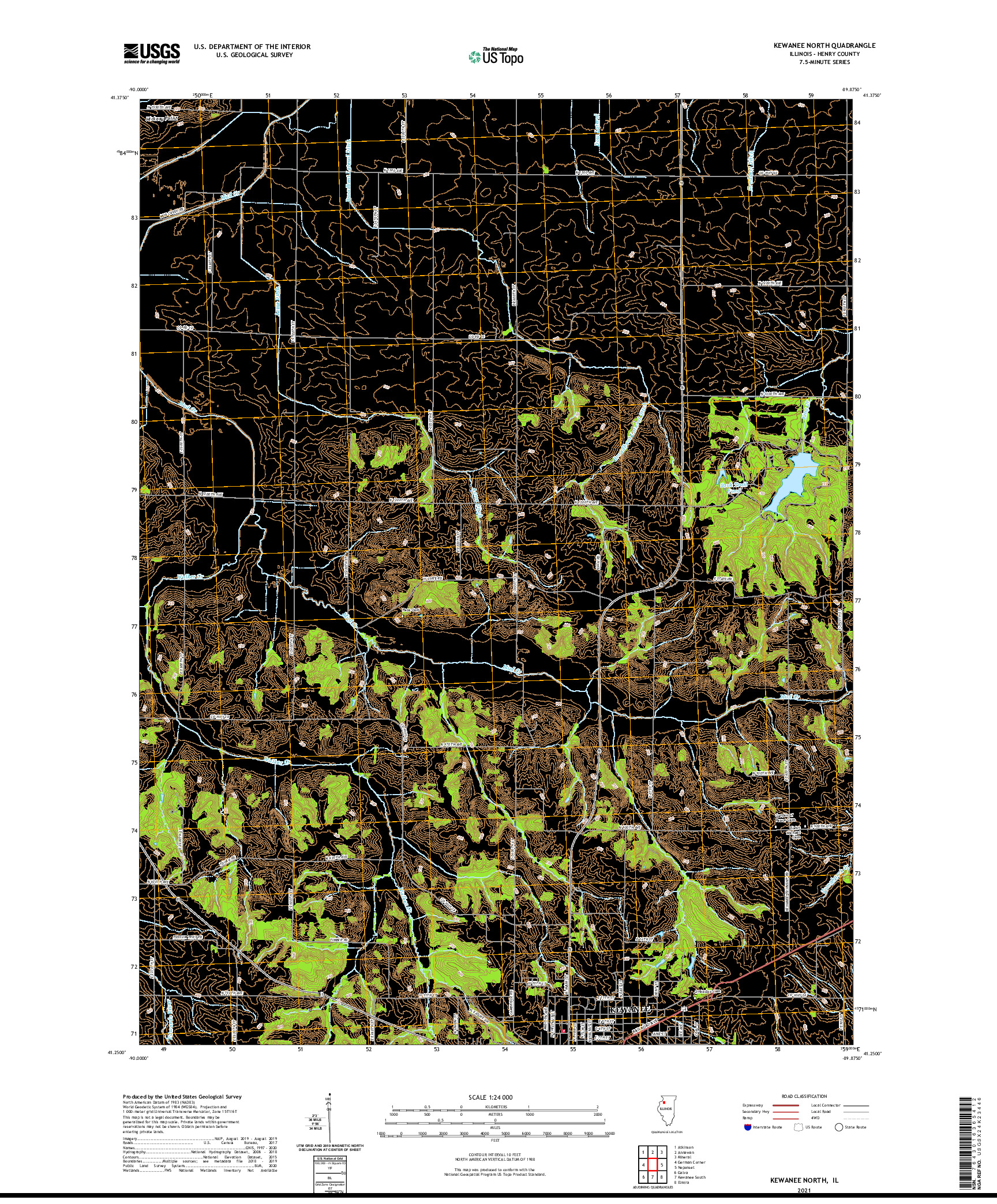 USGS US TOPO 7.5-MINUTE MAP FOR KEWANEE NORTH, IL 2021