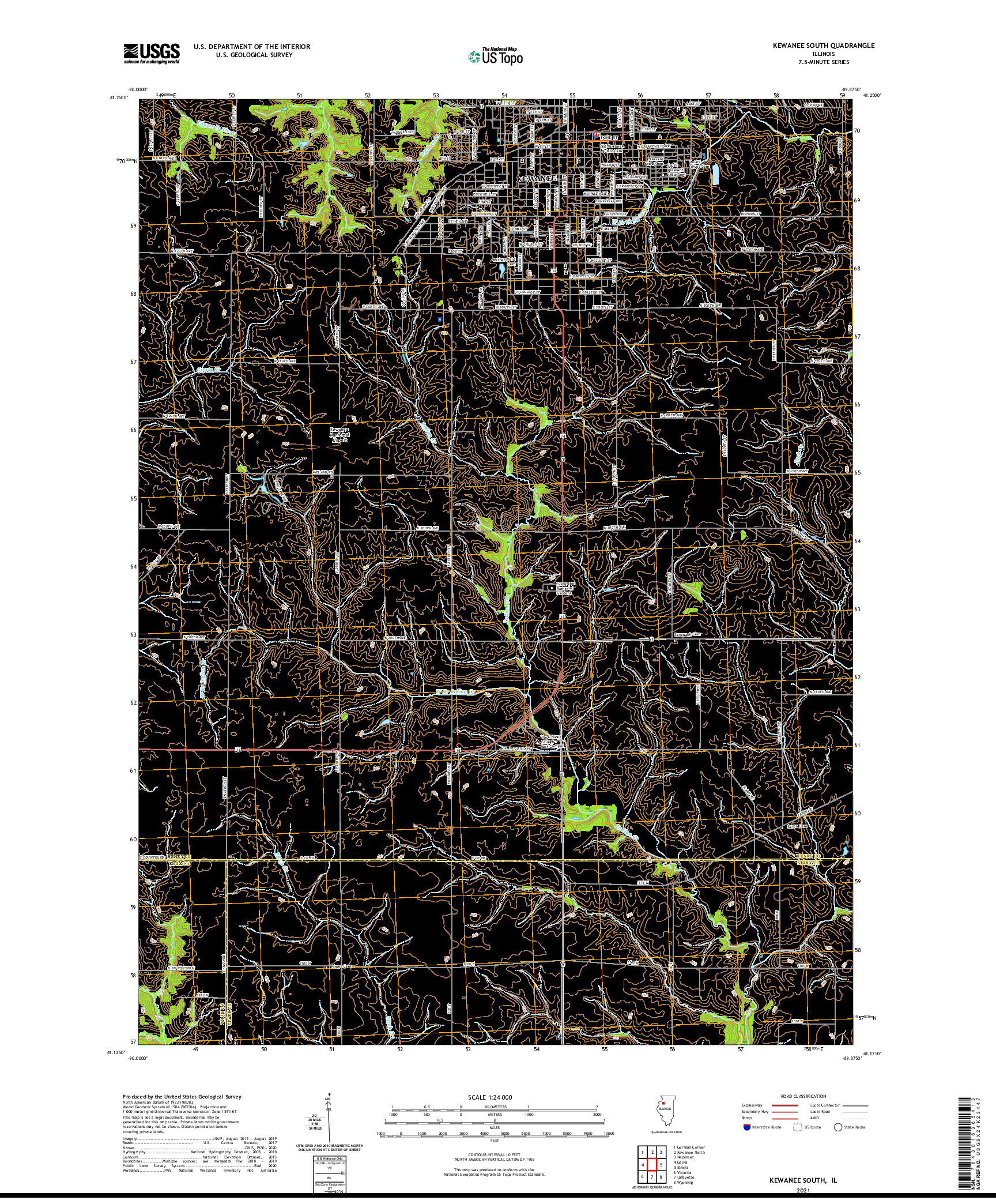 USGS US TOPO 7.5-MINUTE MAP FOR KEWANEE SOUTH, IL 2021