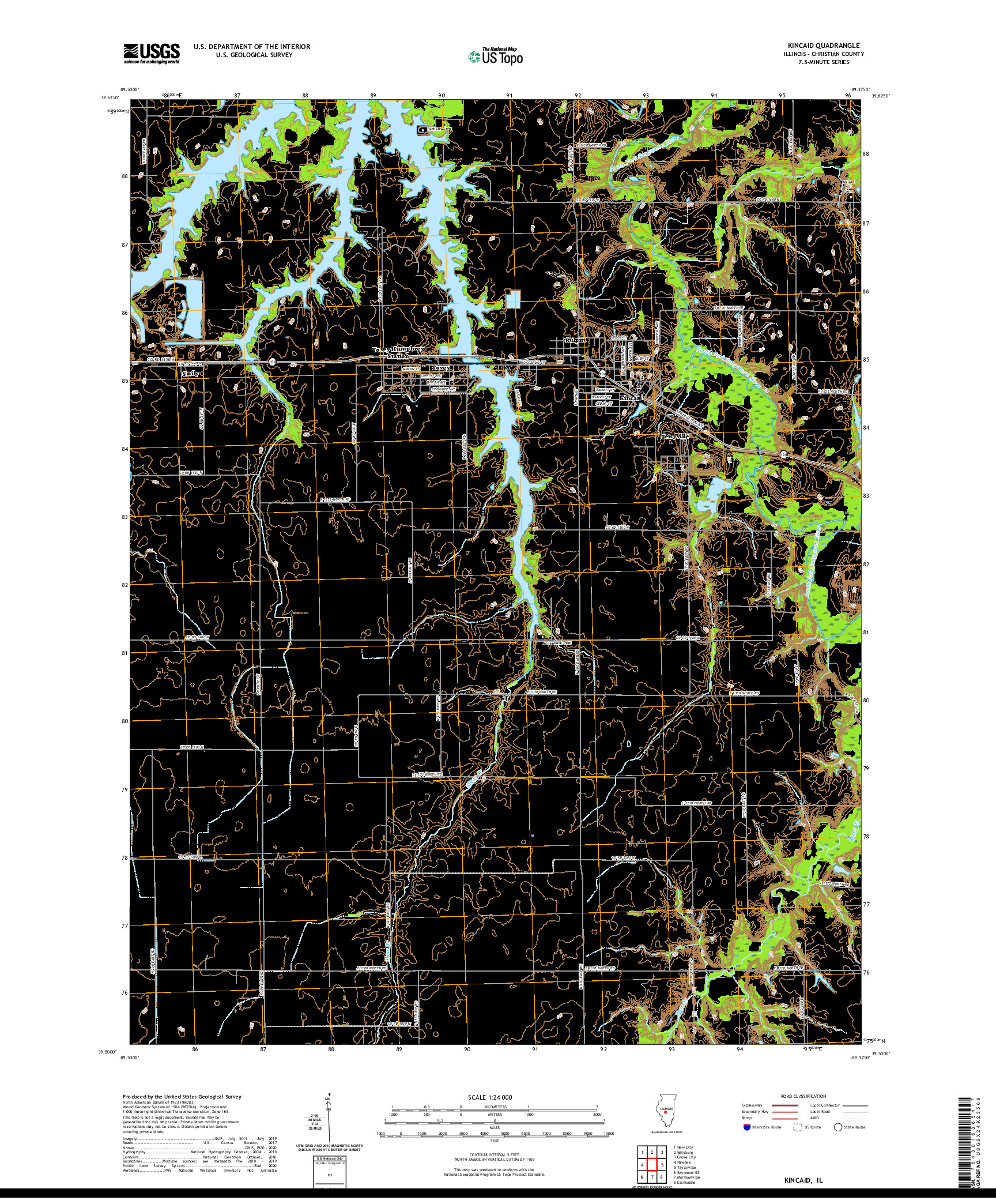 USGS US TOPO 7.5-MINUTE MAP FOR KINCAID, IL 2021