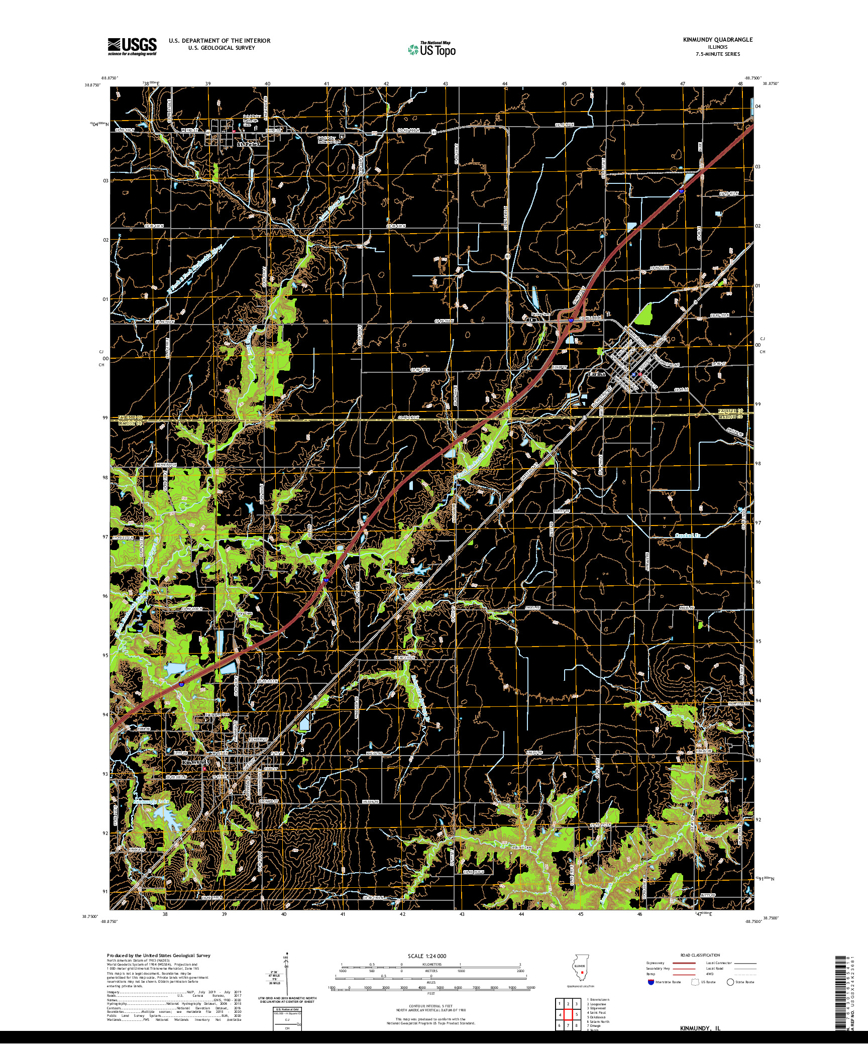 USGS US TOPO 7.5-MINUTE MAP FOR KINMUNDY, IL 2021