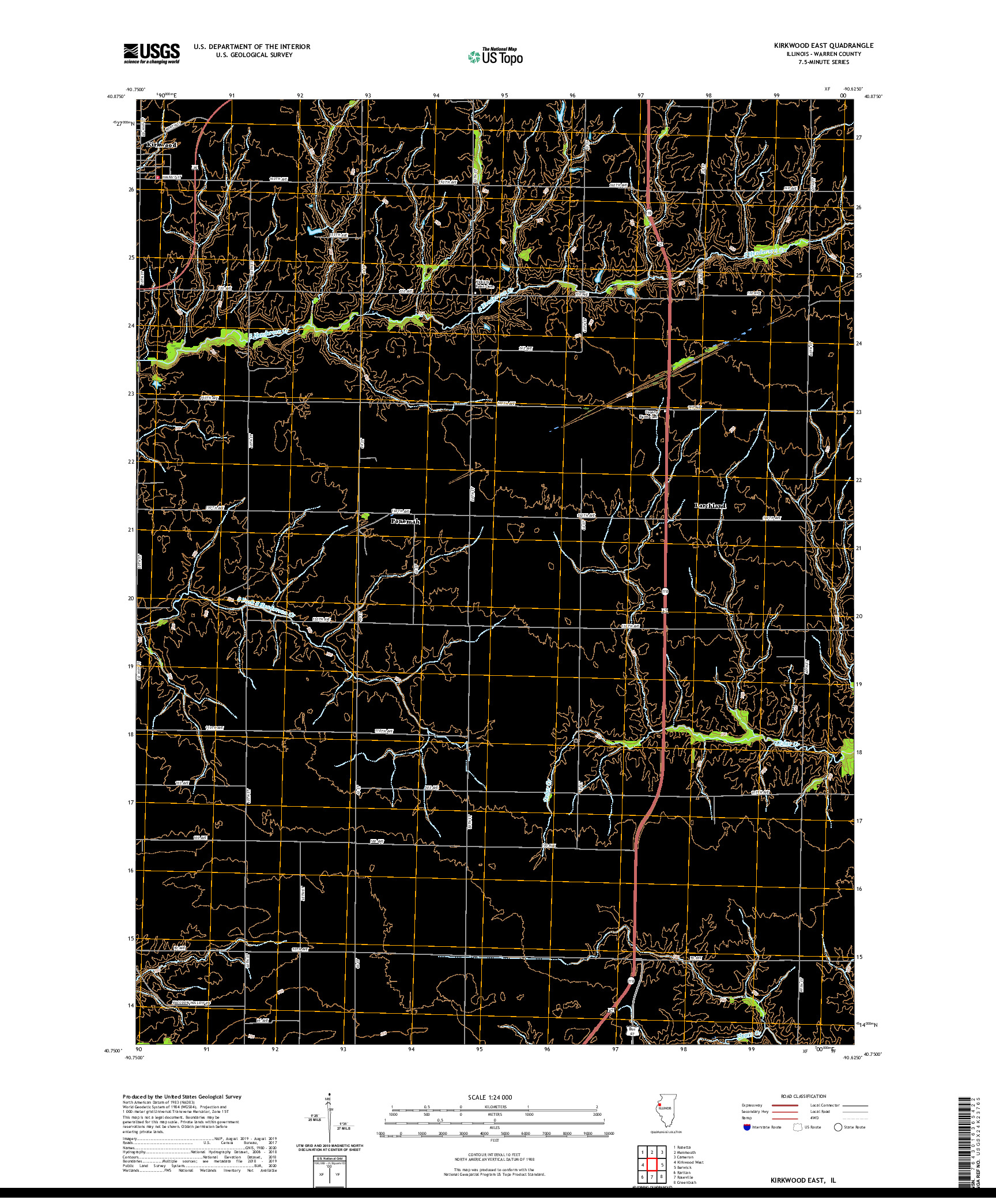 USGS US TOPO 7.5-MINUTE MAP FOR KIRKWOOD EAST, IL 2021