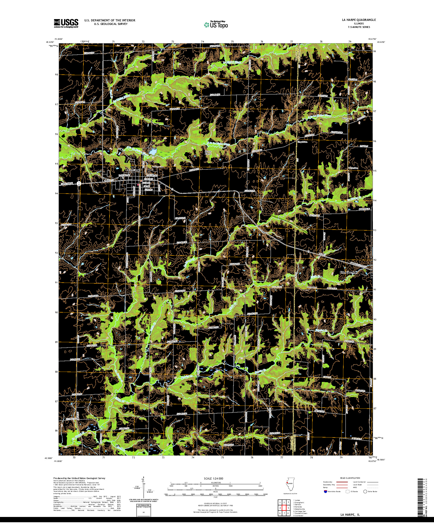 USGS US TOPO 7.5-MINUTE MAP FOR LA HARPE, IL 2021