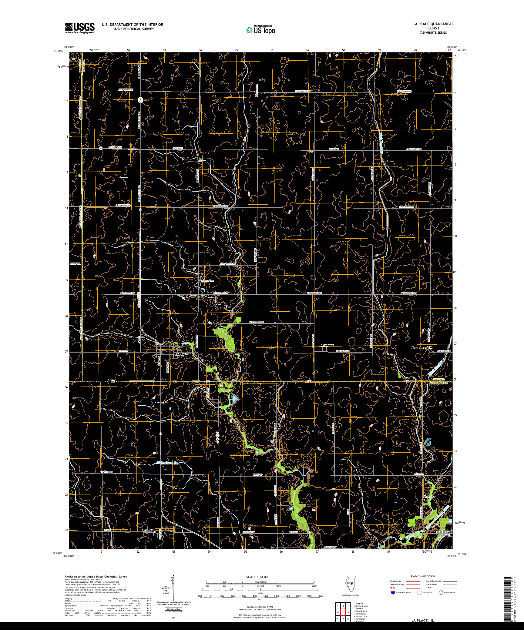 USGS US TOPO 7.5-MINUTE MAP FOR LA PLACE, IL 2021