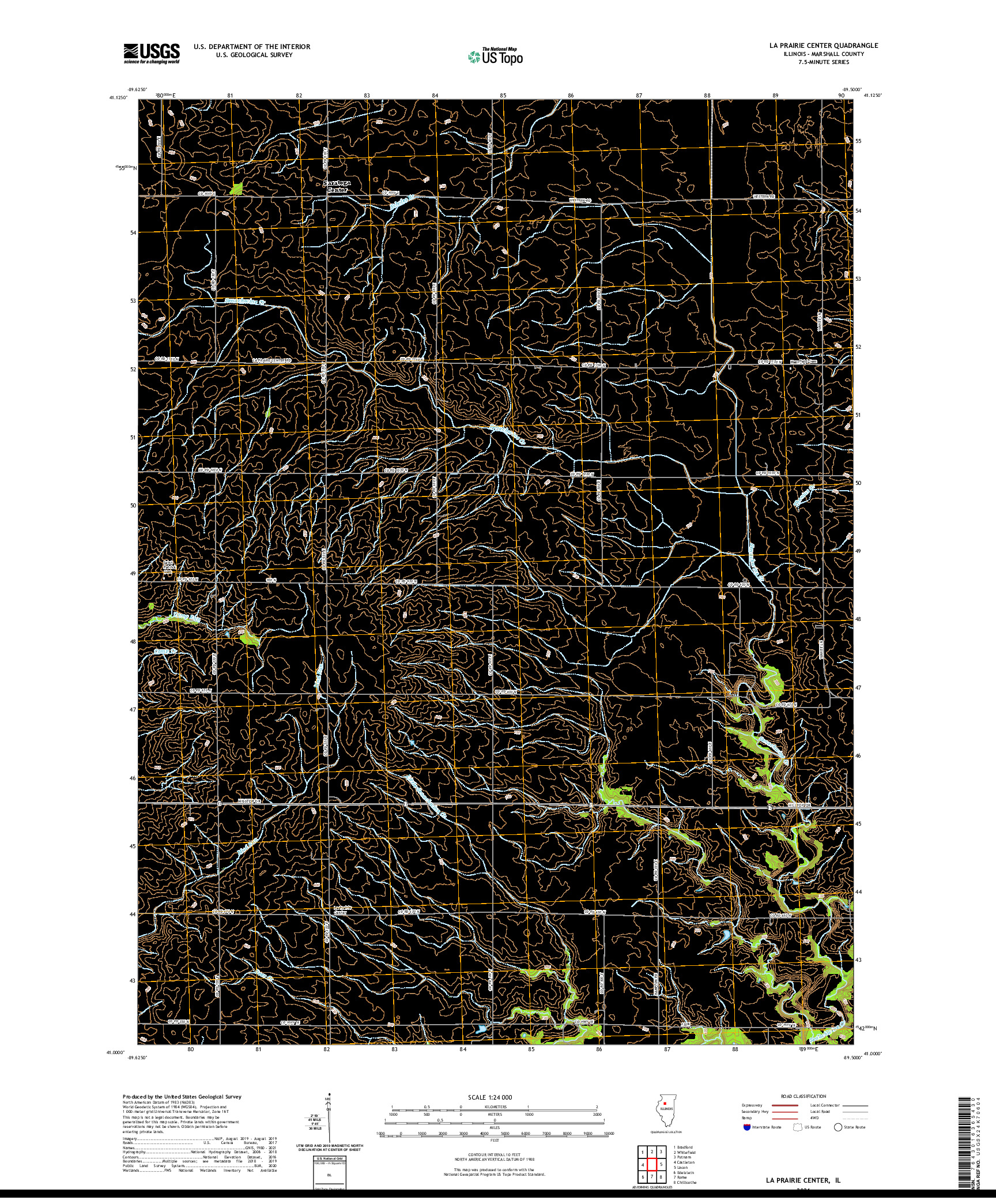 USGS US TOPO 7.5-MINUTE MAP FOR LA PRAIRIE CENTER, IL 2021