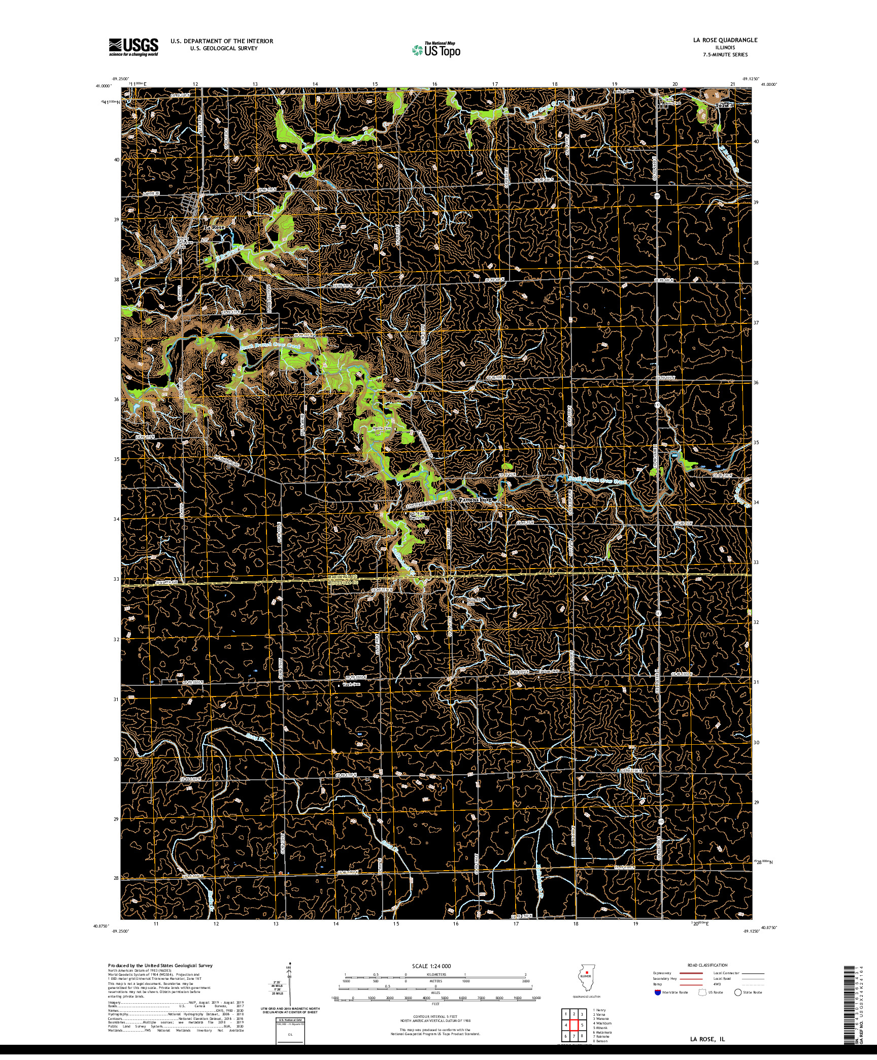 USGS US TOPO 7.5-MINUTE MAP FOR LA ROSE, IL 2021